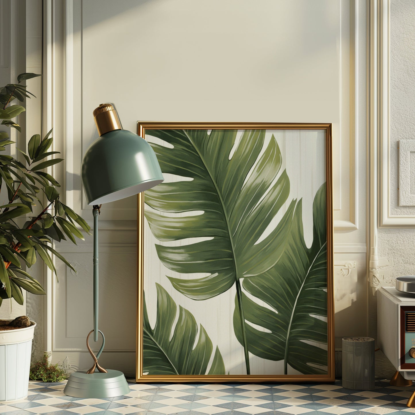 Tropical Monstera Leaf Poster, Green Leaf Botanical Print, Jungle-Inspired Art, Tropical Decor, Monstera Plant Poster, Leaf Illustration
