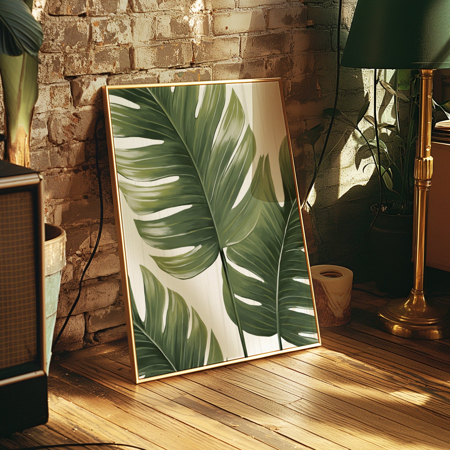 Tropical Monstera Leaf Poster, Green Leaf Botanical Print, Jungle-Inspired Art, Tropical Decor, Monstera Plant Poster, Leaf Illustration