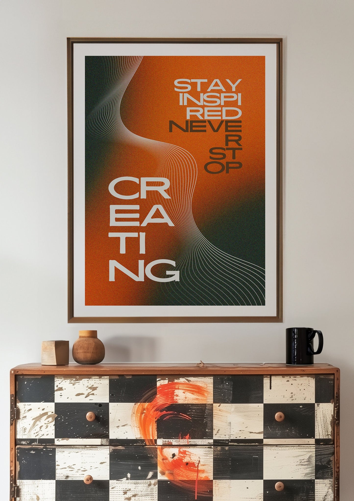 Stay Inspired Poster, Never Stop Creating Wall Art, Motivational Decor, Inspirational Print for Artists, Creative Space Art, Artistic Print