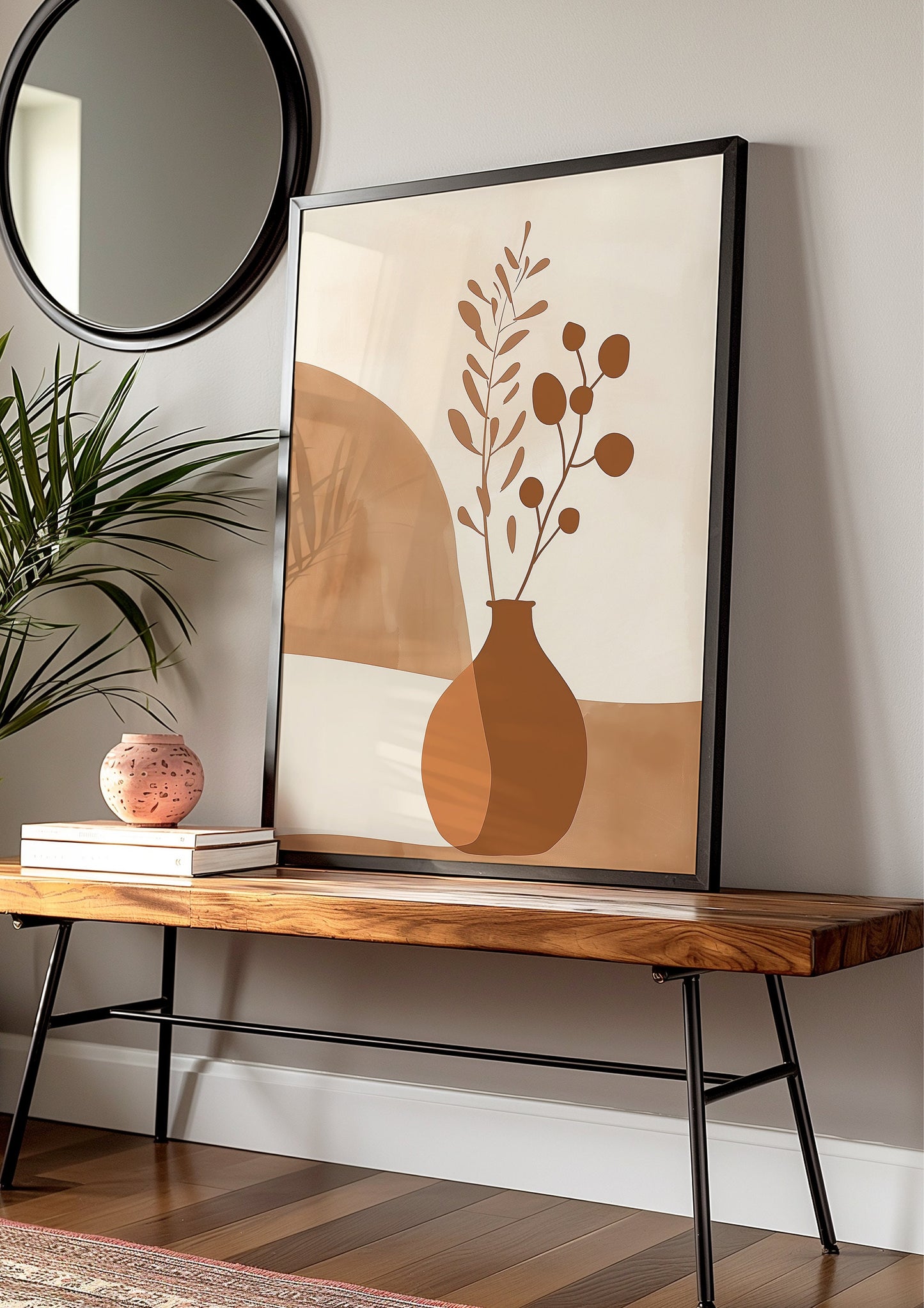 Abstract Boho Vase Trio, Earthy Tones Wall Art, Minimalist Botanical Prints Set, Modern Plant Decor, Set of Three Posters, Simple Wall Art