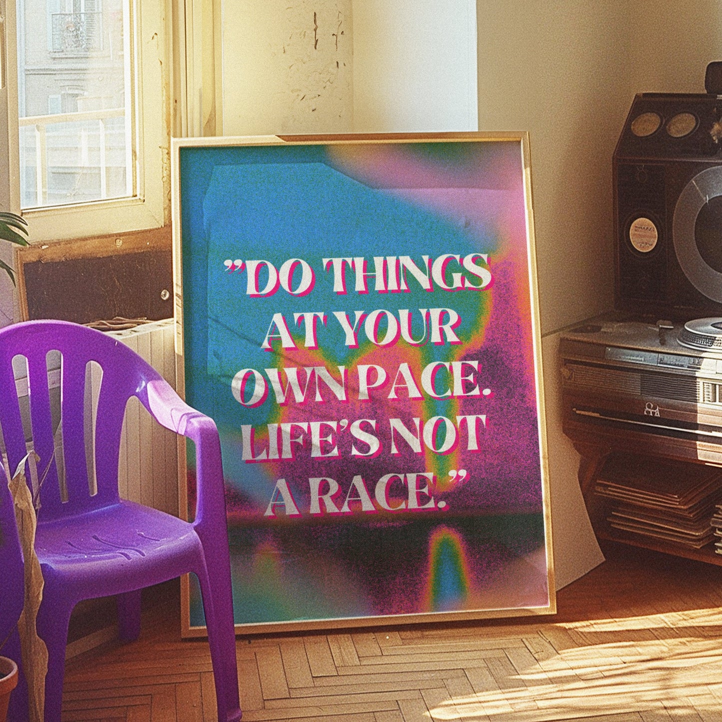 Motivational Poster, "Do Things at Your Own Pace", Colorful Wall Art, Positive Affirmation Print, Colorful Art, Positive Vibe, Modern Poster