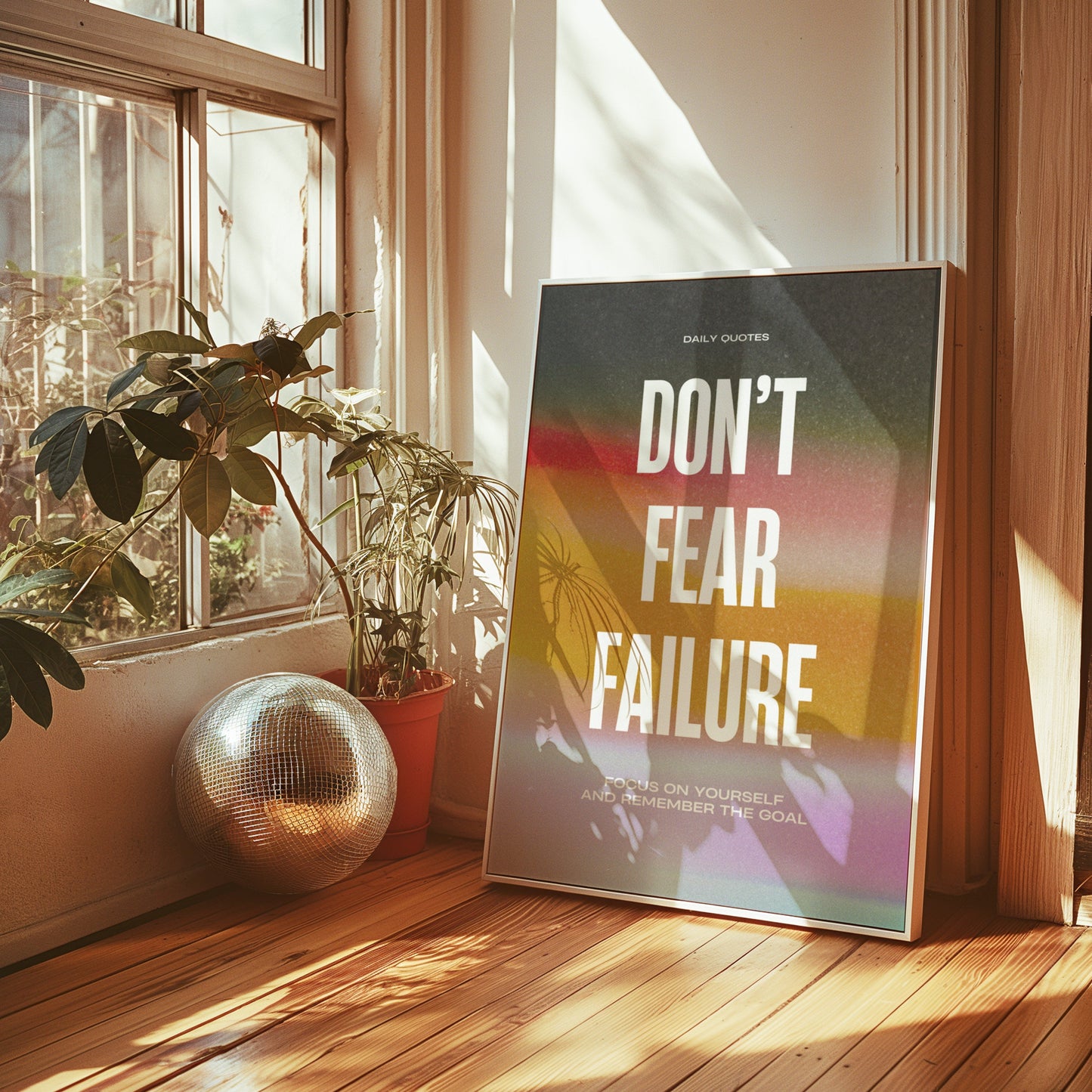 Don’t Fear Failure Poster, Motivational Wall Art, Inspirational Quote Print, Daily Quotes Decor, Colorful Motivational Art