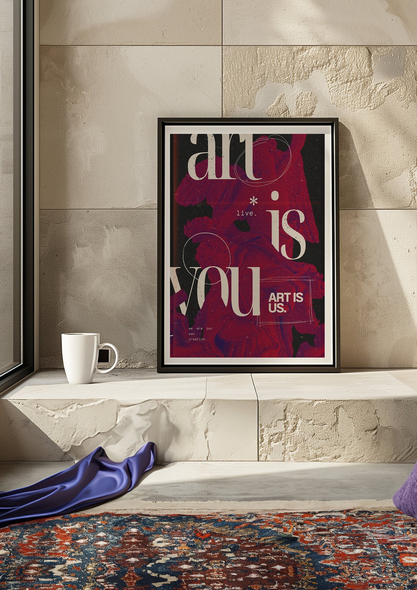 Art Is You Poster, Inspirational Wall Art, Motivational Quote Print, Red and Black Decor, Creative Room Decor, Empowering Art
