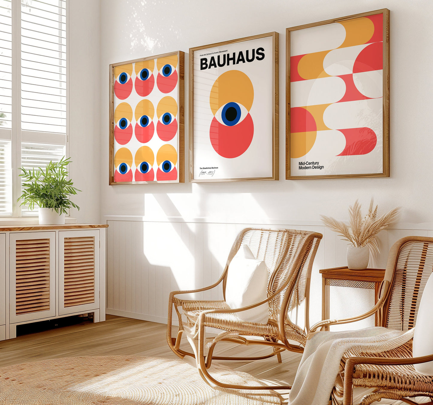 Bauhaus Art Print Set, Mid-Century Modern Design Posters, Geometric Wall Art, Bauhaus Movement Tribute, Contemporary Home Decor, Posters