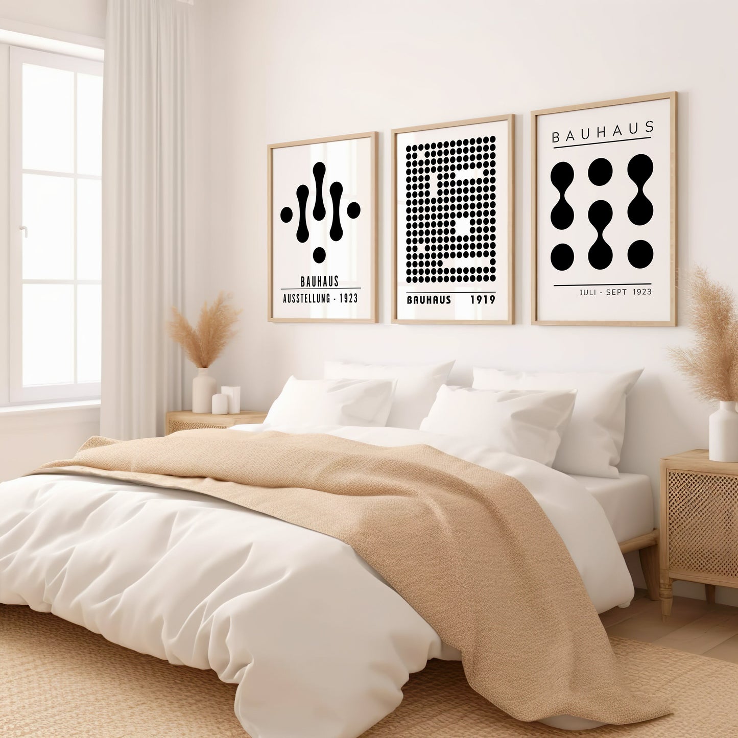 Bauhaus Black and White Poster Set, Abstract Geometric Art Prints, Bauhaus Designs, Minimalist Wall Art, Mid-Century Art, Bauhaus Exhibition