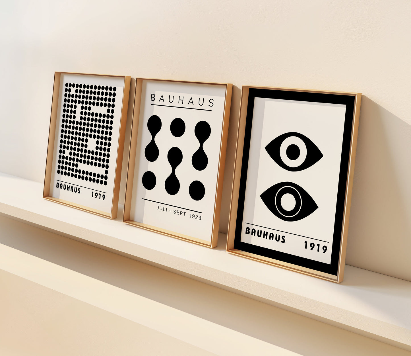 Bauhaus Poster Set of 3, Minimalist Black and White Wall Art, Bauhaus 1919 and 1923 Designs, Modern Geometric Art Prints, Bauhaus Poster