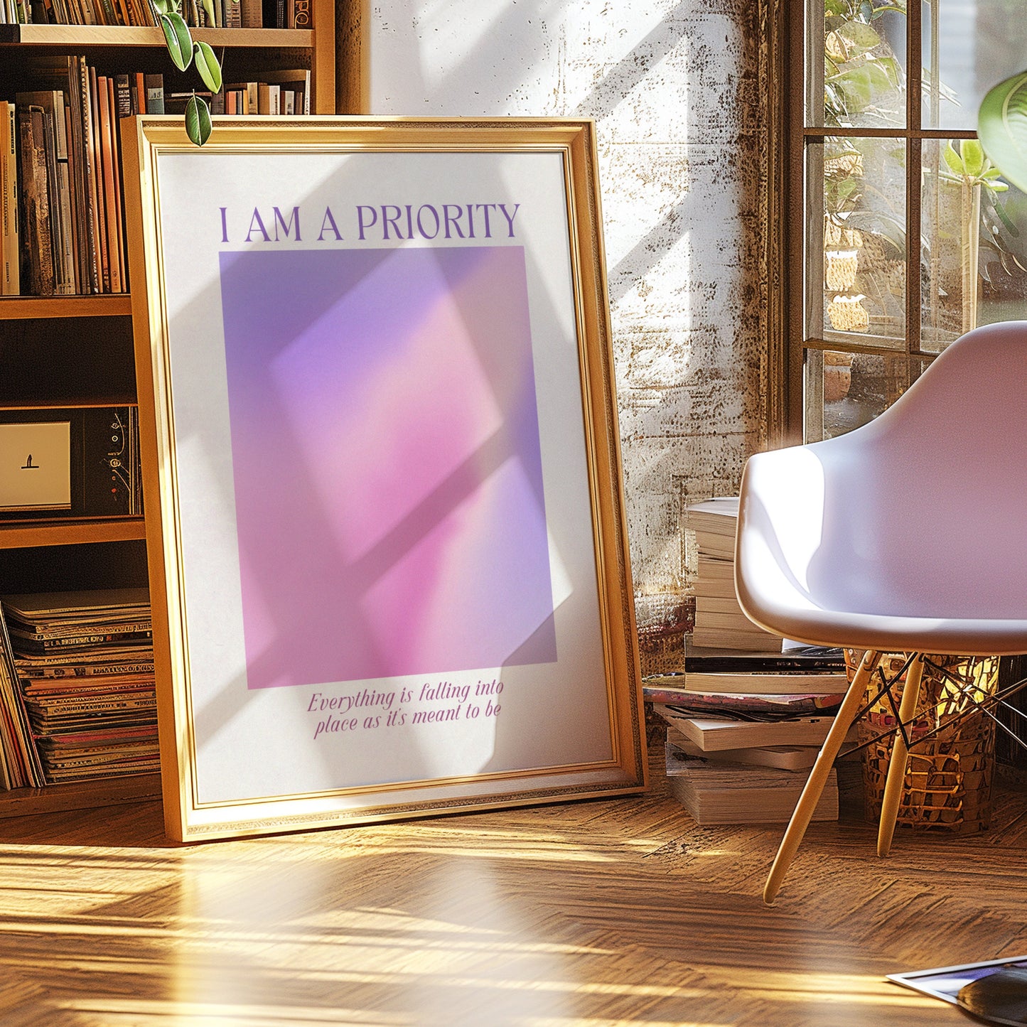 I Am a Priority Poster, Self-Love Motivational Art, Gradient Pastel Wall Decor, Everything Falls Into Place Print, Inspirational Quote