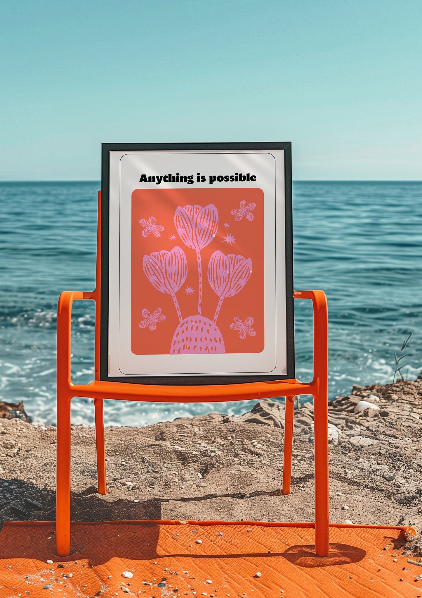 Anything is Possible Poster, Motivational Floral Art, Red and Pink Flower Print, Inspirational Quote Wall Decor, Positive Affirmation Art