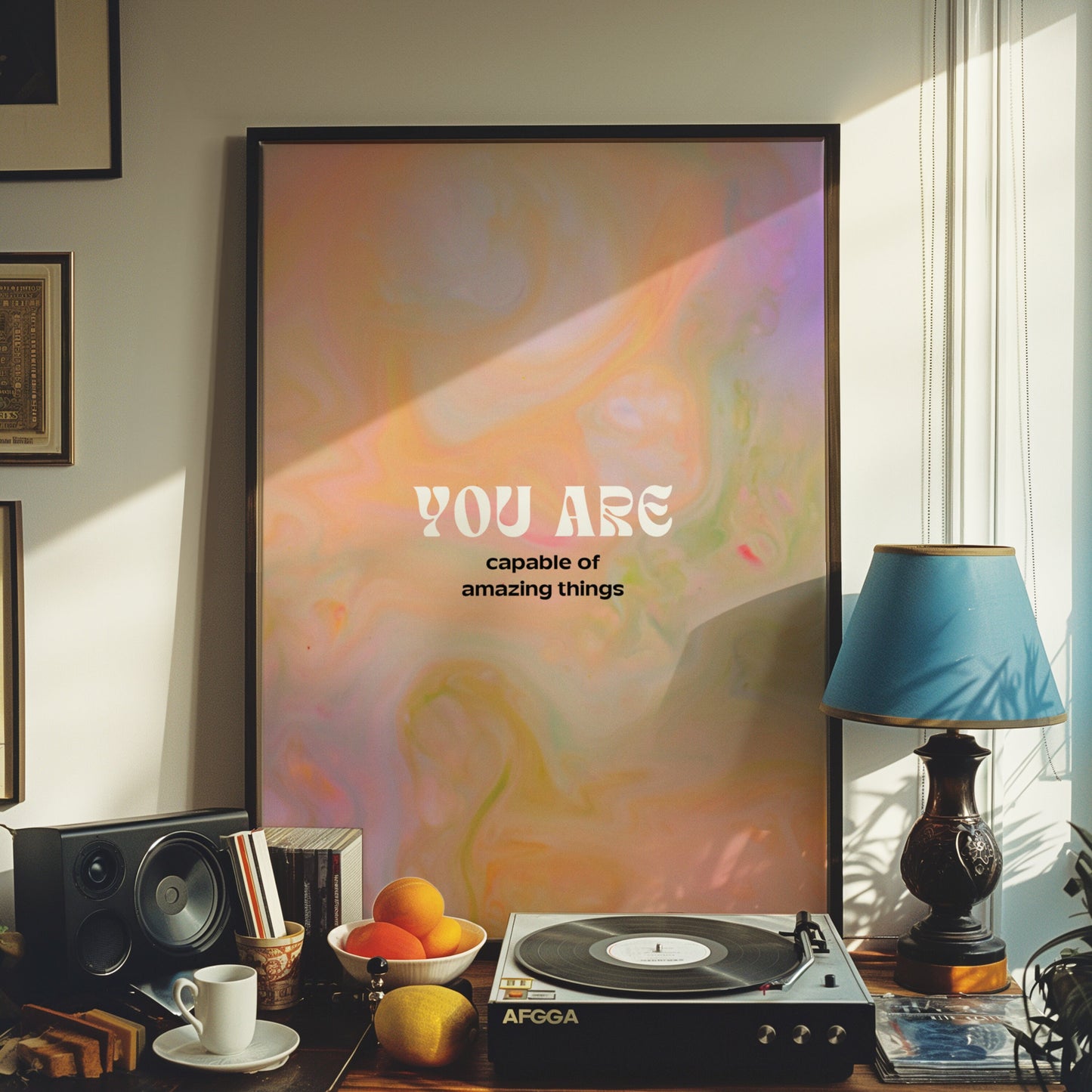 You Are Capable of Amazing Things Poster, Inspirational Quote Wall Art, Pastel Abstract Motivational Print, Uplifting Home Decor