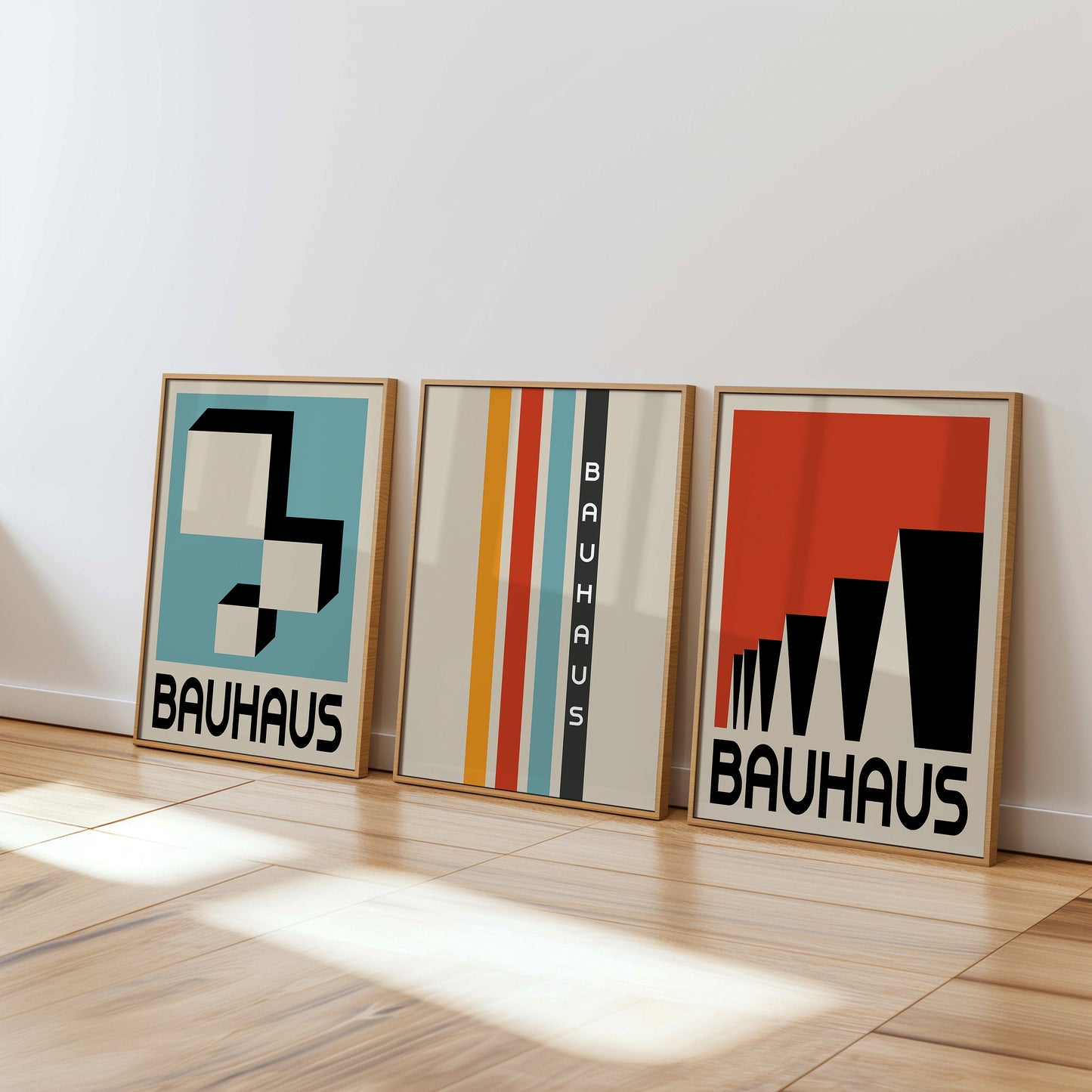 Bauhaus Poster Set of 3, Modern Geometric Wall Art, Minimalist Bauhaus Prints, Mid-Century Art Decor, Poster, Wall Art, Modern Home Decor