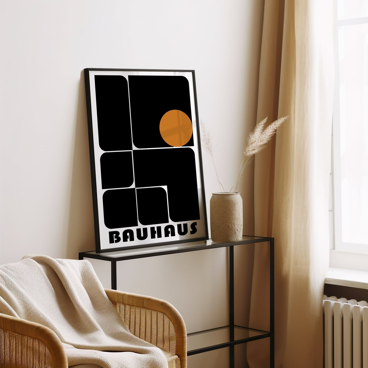 Bauhaus Poster Set of 3, Black and White Abstract Art Prints, Minimalist Geometric Wall Decor, Modern Bauhaus Eye Design Posters