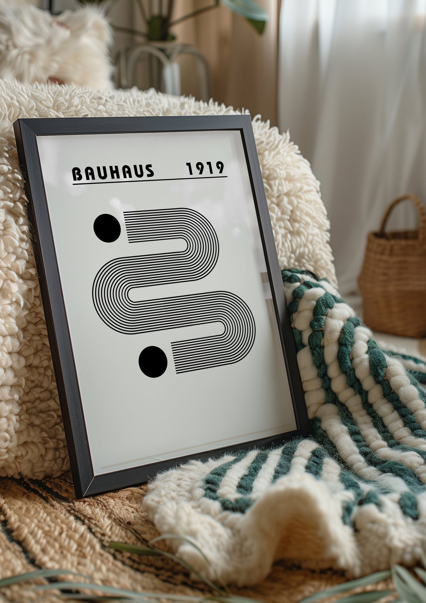 Bauhaus 1919 Kitchen Art, Black and White Geometric Print, Minimalist Abstract Wall Art, Modern Bauhaus Design for Kitchen Decor