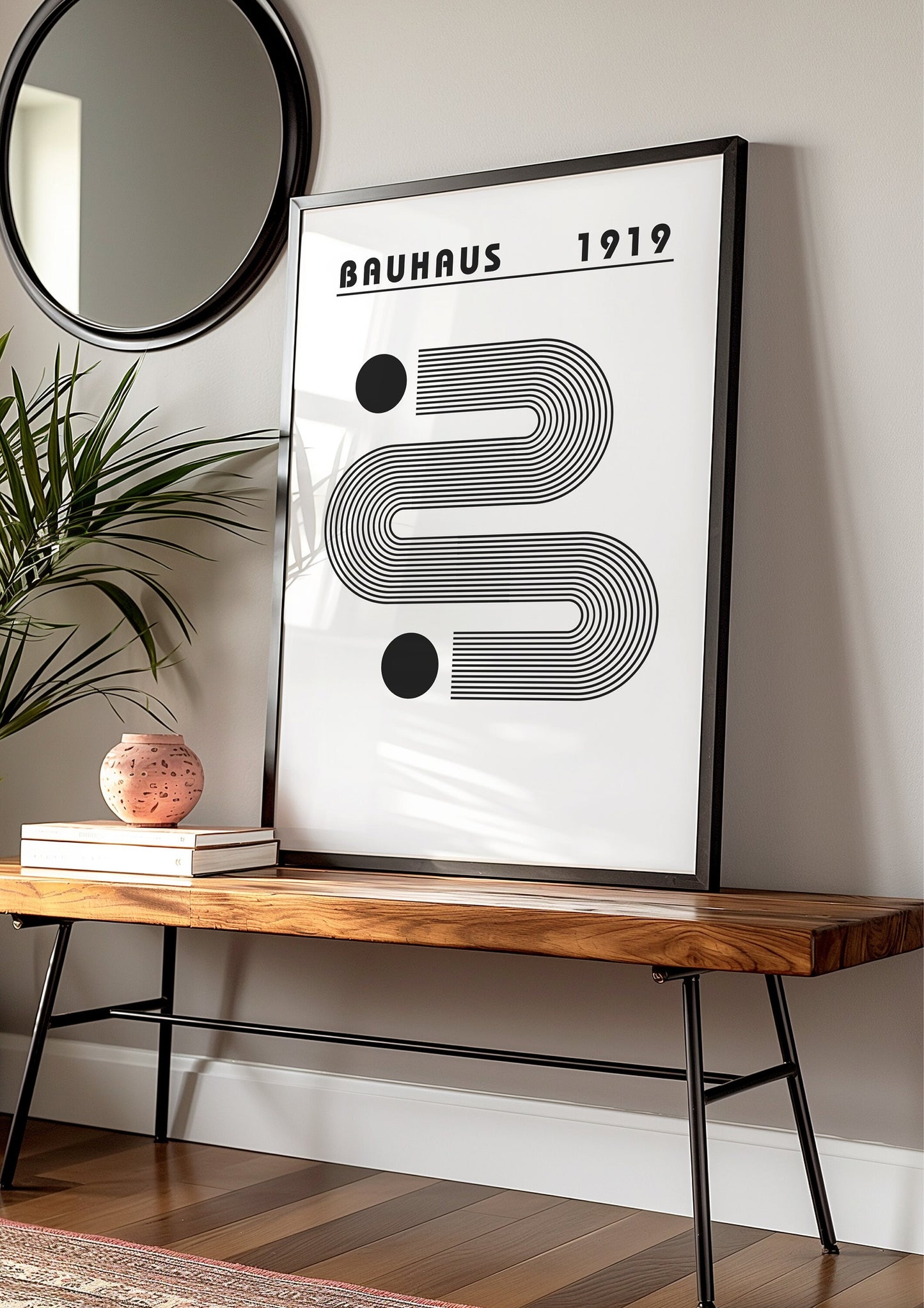 Bauhaus 1919 Kitchen Art, Black and White Geometric Print, Minimalist Abstract Wall Art, Modern Bauhaus Design for Kitchen Decor