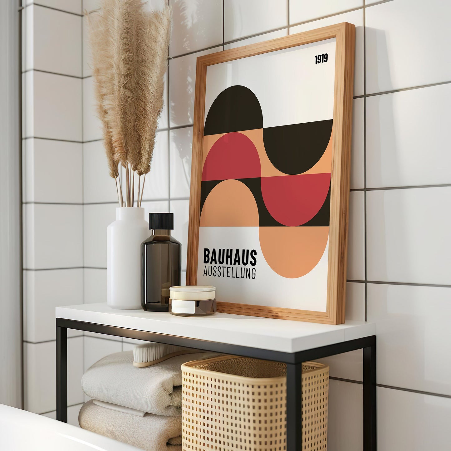 Bauhaus Exhibition Poster, 1919 Abstract Wall Art, Retro Geometric Print, Mid-Century Modern Decor, Minimalist Art for Home and Office