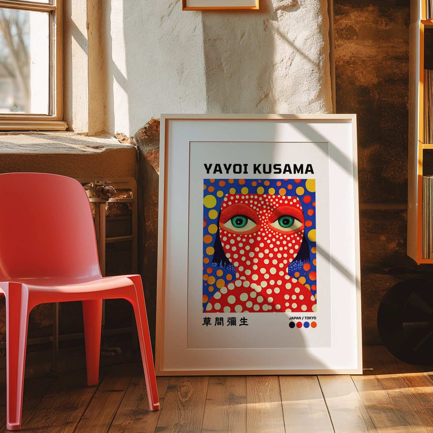 Yayoi Kusama Portrait Poster, Red Dots Infinity Face Art, Japanese Contemporary Art Print, Tokyo Exhibition Poster, Pop Art Home Decor