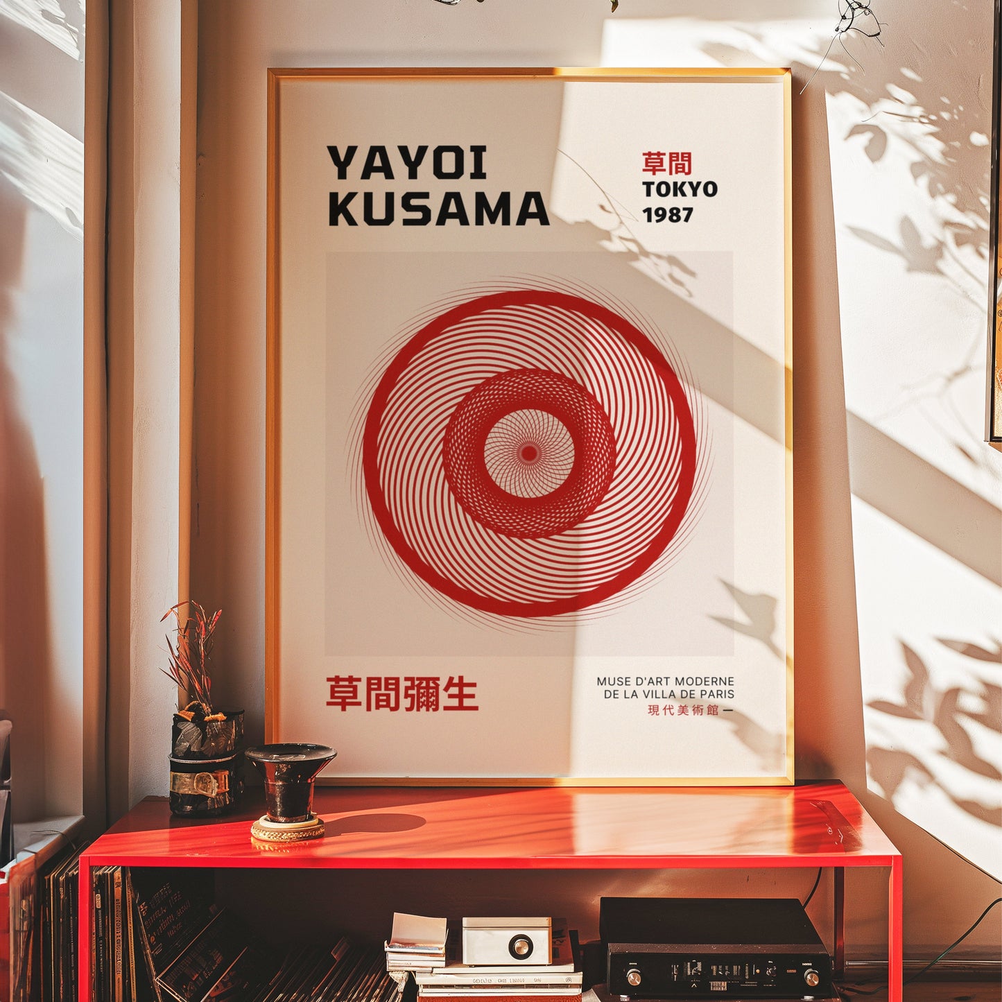 Yayoi Kusama Tokyo 1987 Poster, Red Spiral Abstract Art, Minimalist Geometric Wall Art, Japanese Modern Art Print, Contemporary Home Decor