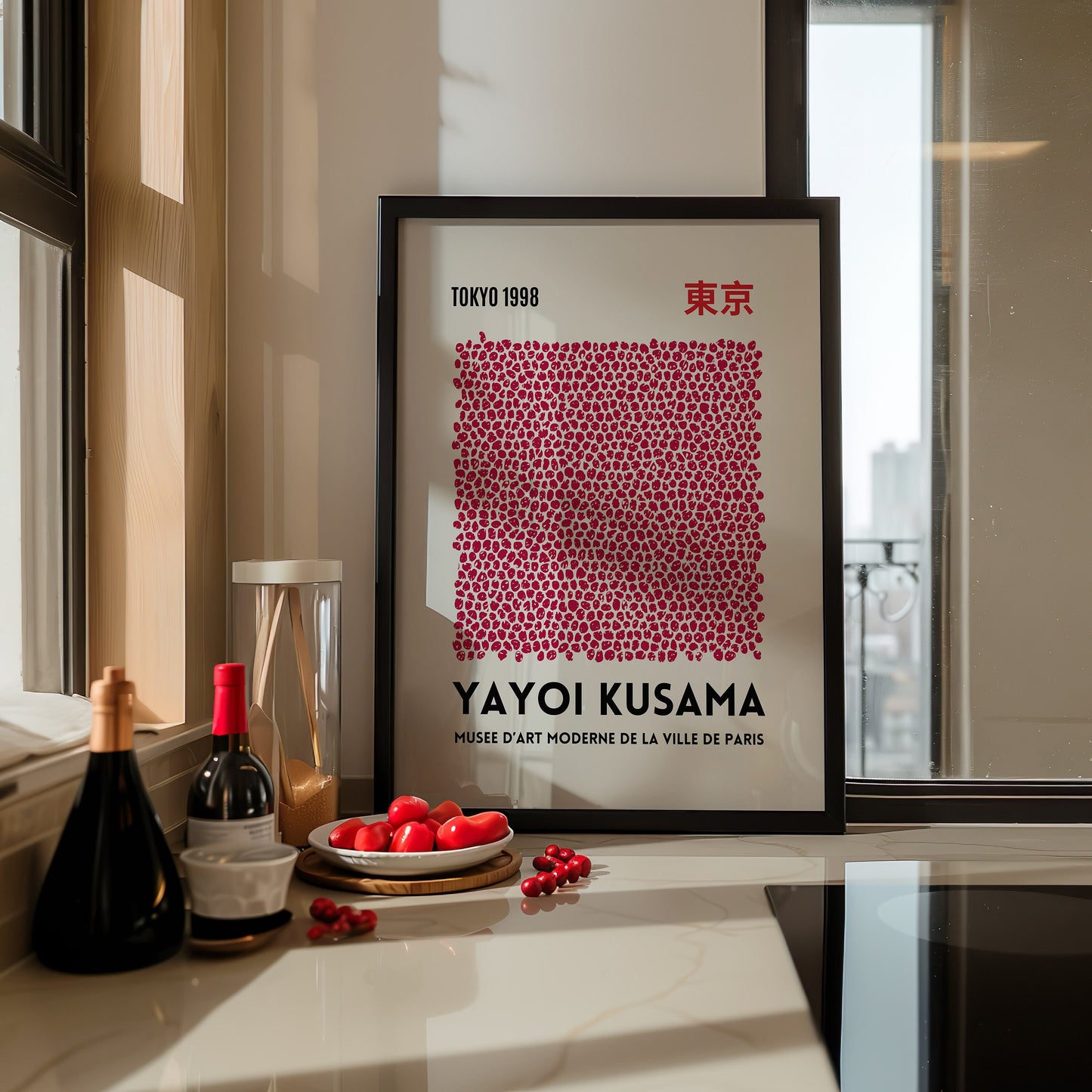 Yayoi Kusama Red Dot Art Print, Tokyo 1998 Minimalist Poster, Contemporary Abstract Wall Decor, Modern Japanese Artwork for Kitchen, Poster