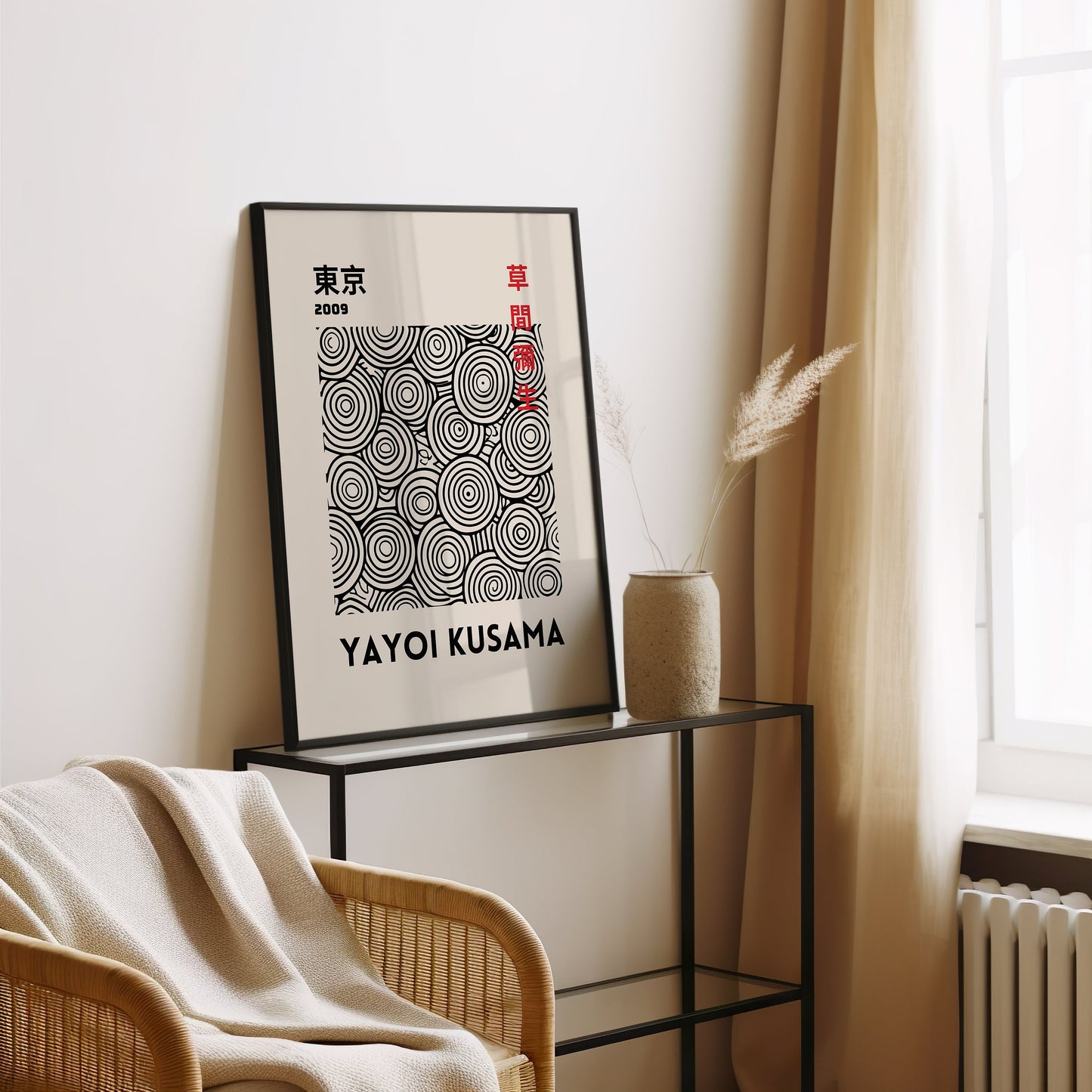 Yayoi Kusama Black and White Circle Art Print, Tokyo 2009 Contemporary Abstract Wall Decor, Modern Japanese Artwork for Minimalist Homes