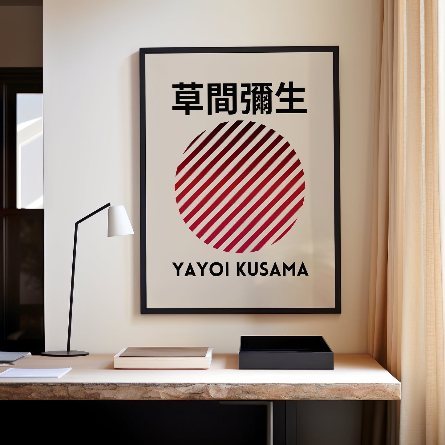 Yayoi Kusama Poster, Red Circle Art, Minimalist Wall Art, Japanese Style Print, Geometric Poster, Modern Wall Decor, Art, Kusama Print