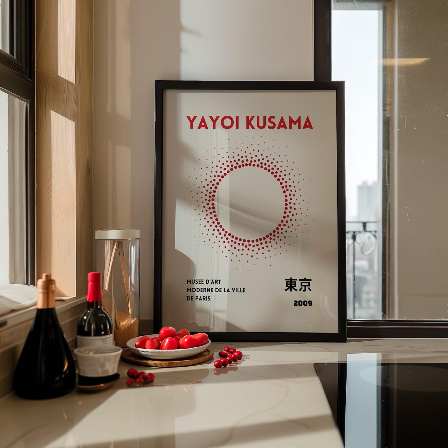 Yayoi Kusama Poster, Red Dot Art Print, Modern Japanese Art, Tokyo 2009 Exhibition, Minimalist Wall Art, Geometric Circle Poster