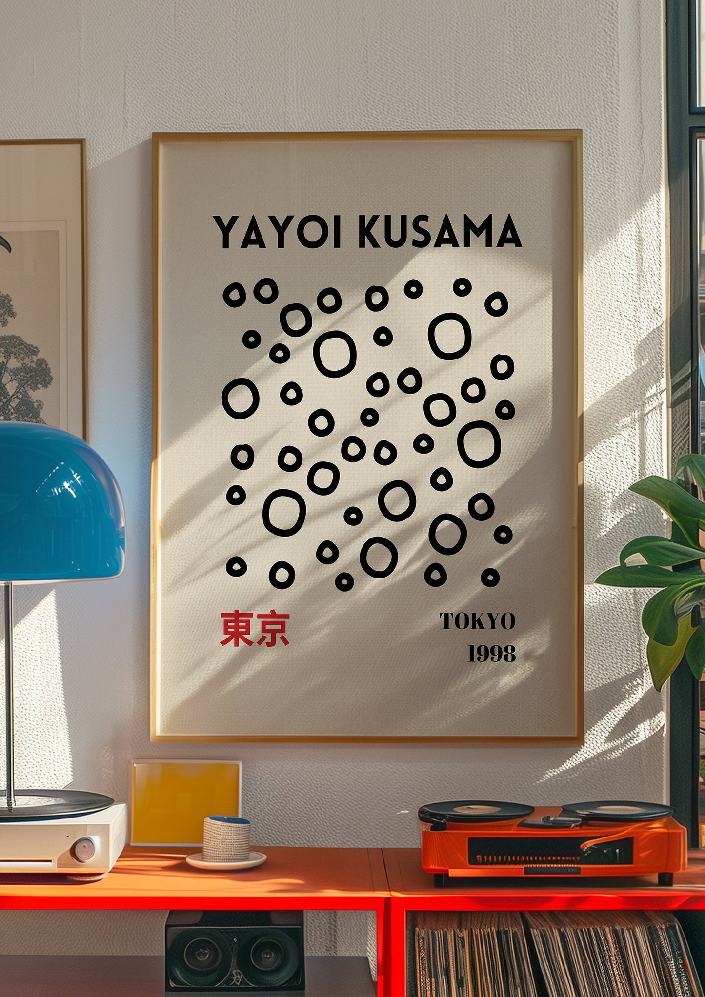 Yayoi Kusama 2009 Tokyo Print, Modern Japanese Art, Abstract Wall Decor, Red Hair Dot Pattern Poster, Minimalist Kusama Poster, Tokyo Poster