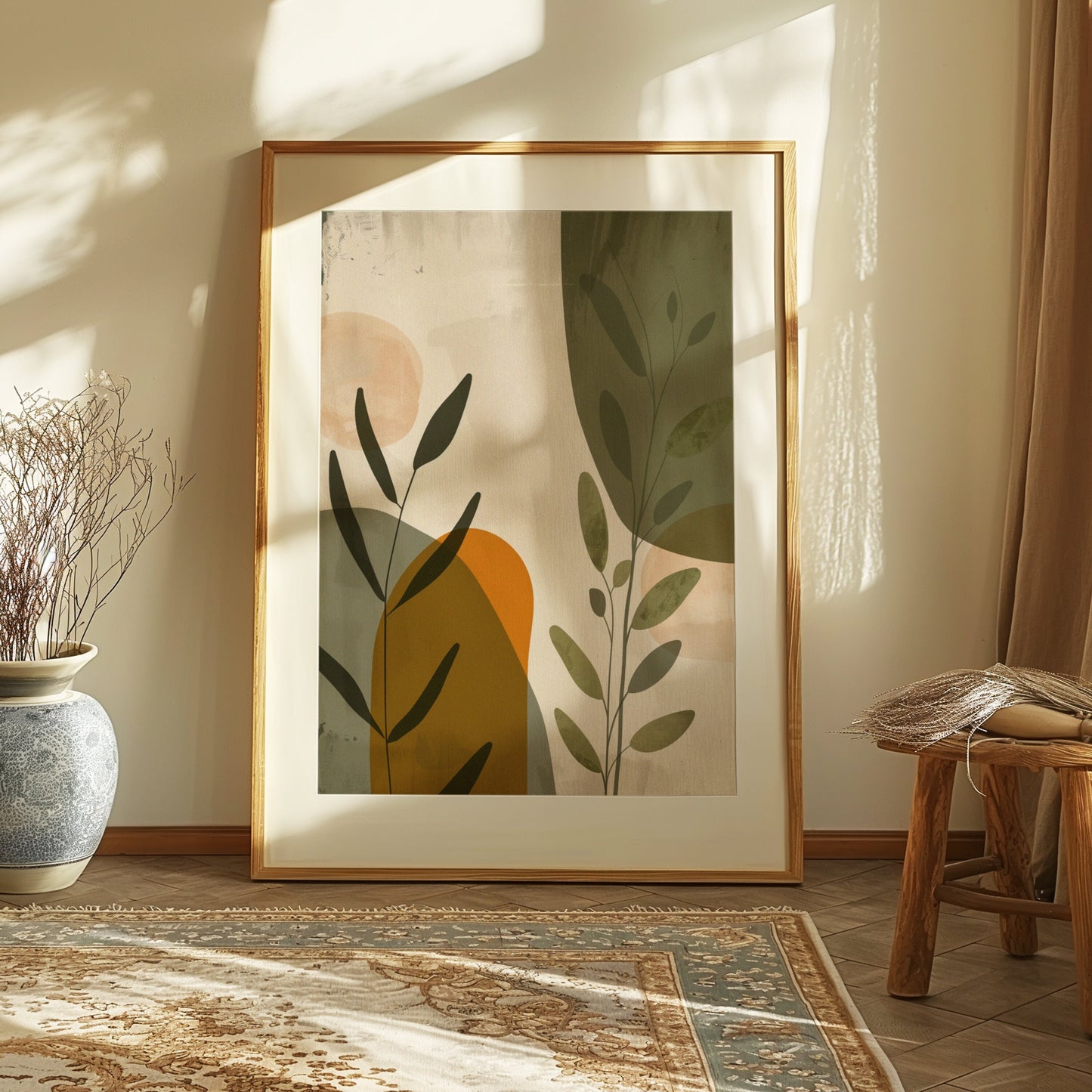 Boho Botanical Wall Art Set, Earthy Tones Nature-Inspired Prints, Modern Bedroom Decor, Serene Plant Art Trio for Tranquil Spaces