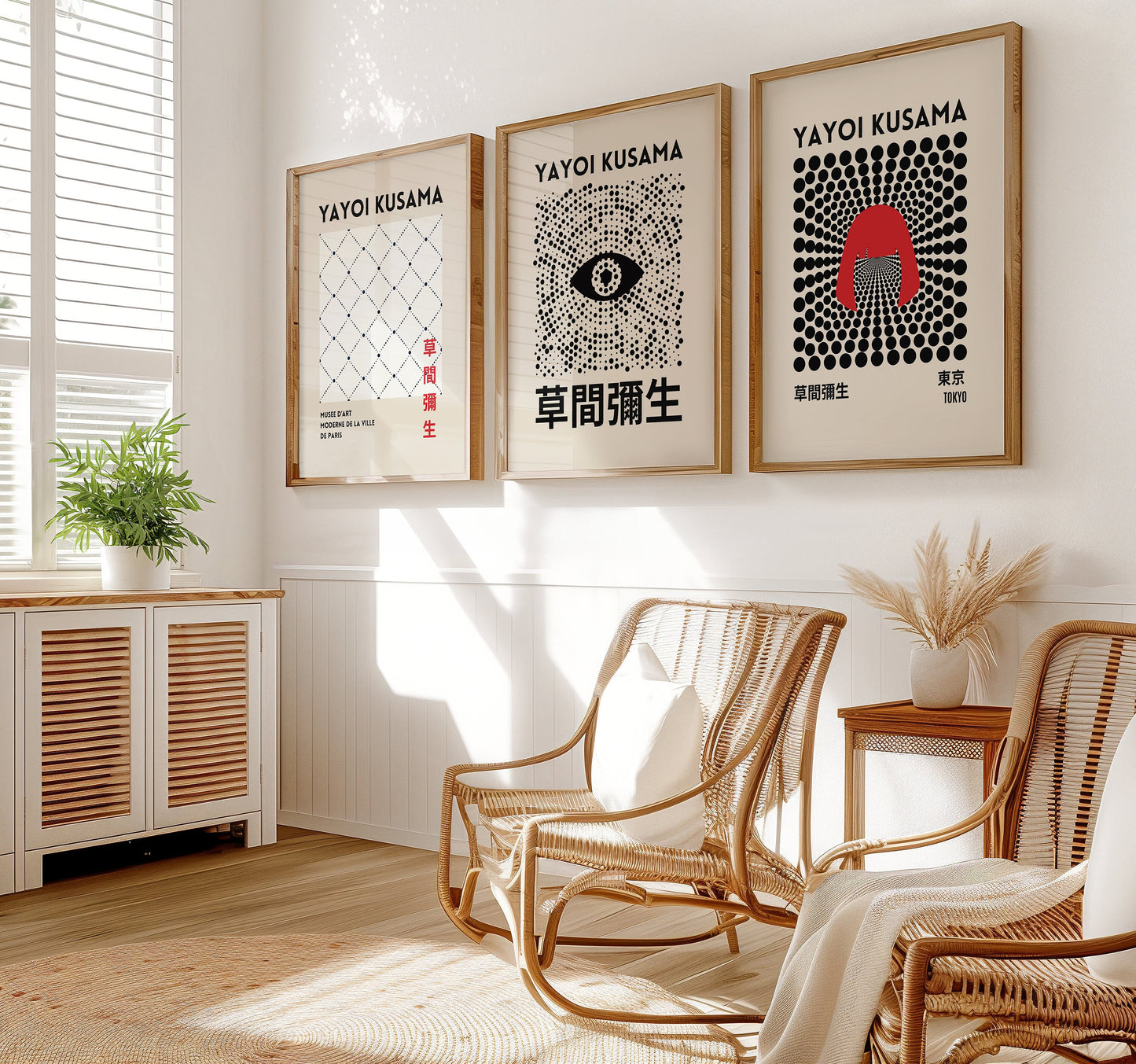 Yayoi Kusama Poster Set, Abstract Eye Art, Minimalist Japanese Prints, Geometric Patterns, Tokyo Exhibition Posters, Modern Wall Art Set