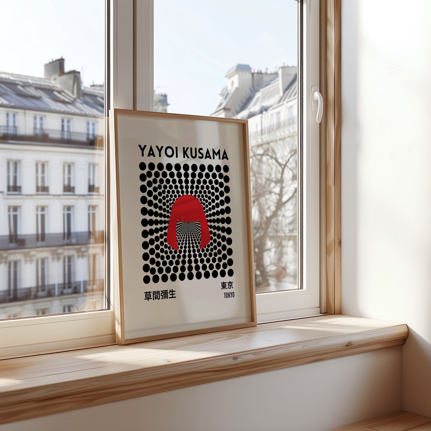 Yayoi Kusama Poster Set, Japanese Modern Art Prints, Kusama Dot and Eye Design, Tokyo 1998 Exhibition, Minimalist Wall Art Trio