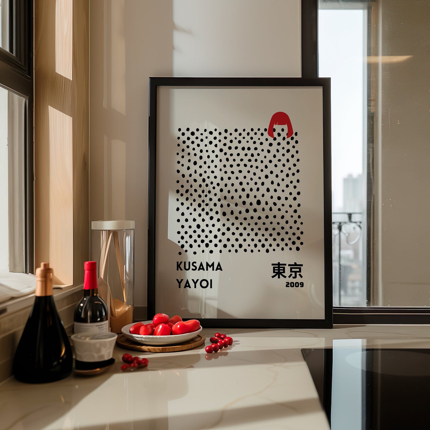 Yayoi Kusama Poster Set, Japanese Abstract Art, Kusama Collection, Set of 3 Prints, Tokyo 1998 and 2009, Modern Black and Red Minimalist Art