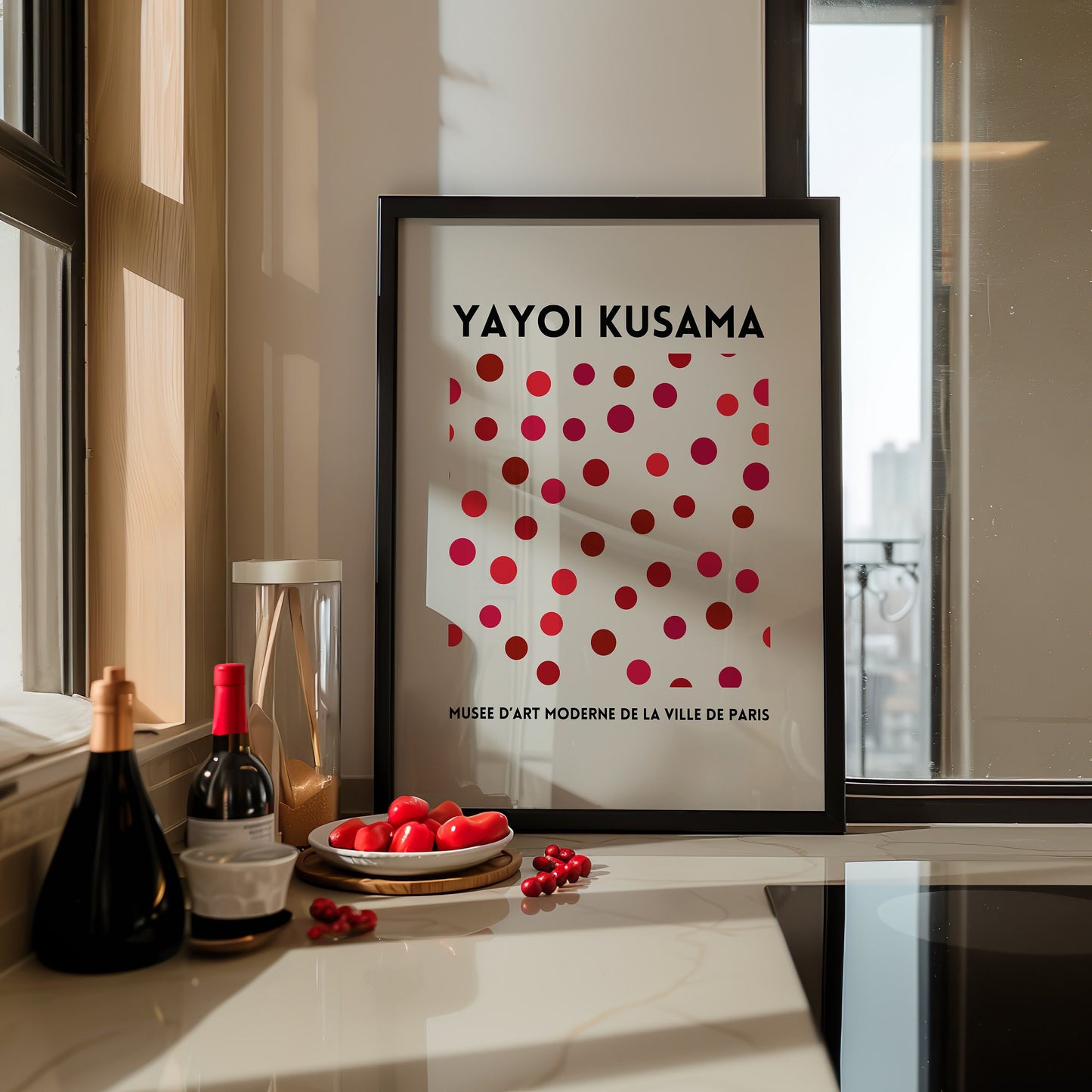 Yayoi Kusama Poster Set, Japanese Abstract Art, Red and Black Kusama Dots Collection, Set of 3 Posters, Tokyo 1998, Minimalist Wall Decor