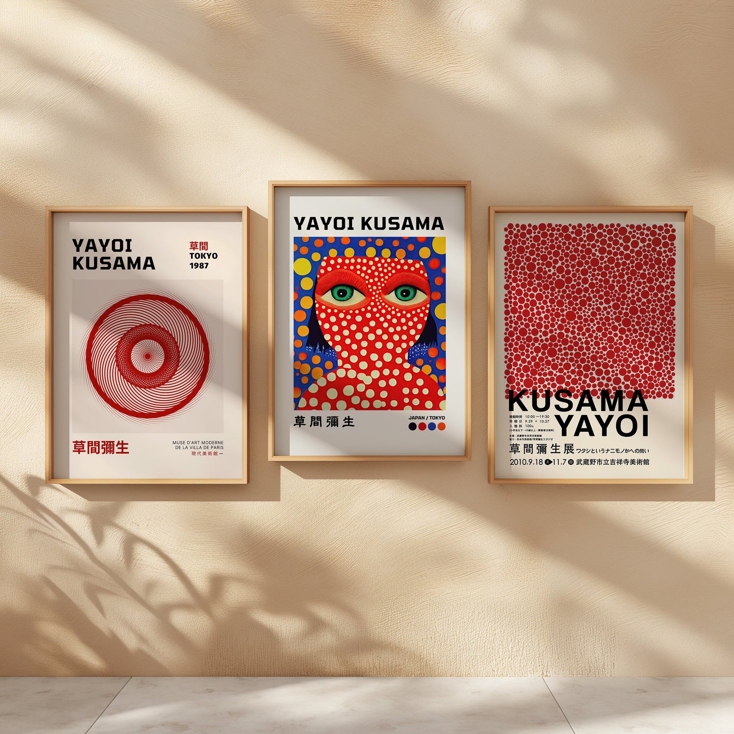 Yayoi Kusama Art Prints, Set of Three, Polka Dots and Abstract Circles, Modern Japanese Art Posters, Vibrant Kusama Prints, Polka Dot Prints