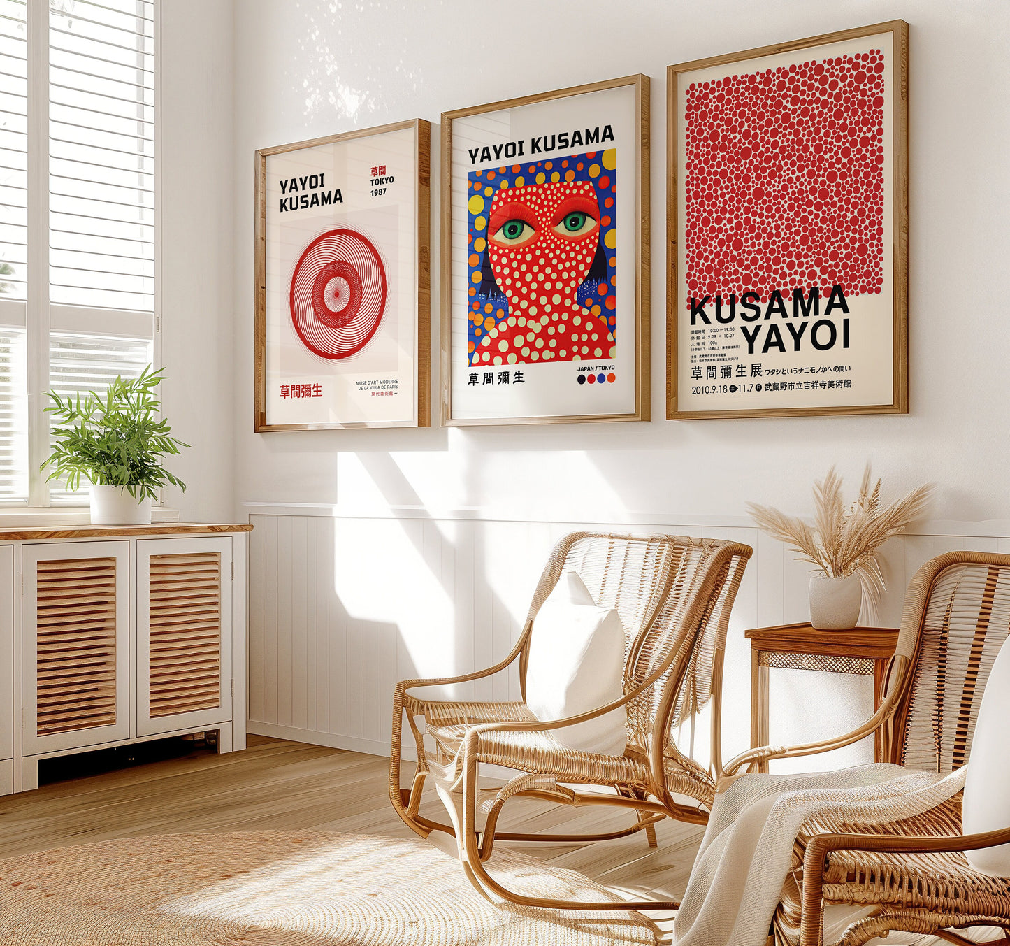 Yayoi Kusama Art Prints, Set of Three, Polka Dots and Abstract Circles, Modern Japanese Art Posters, Vibrant Kusama Prints, Polka Dot Prints