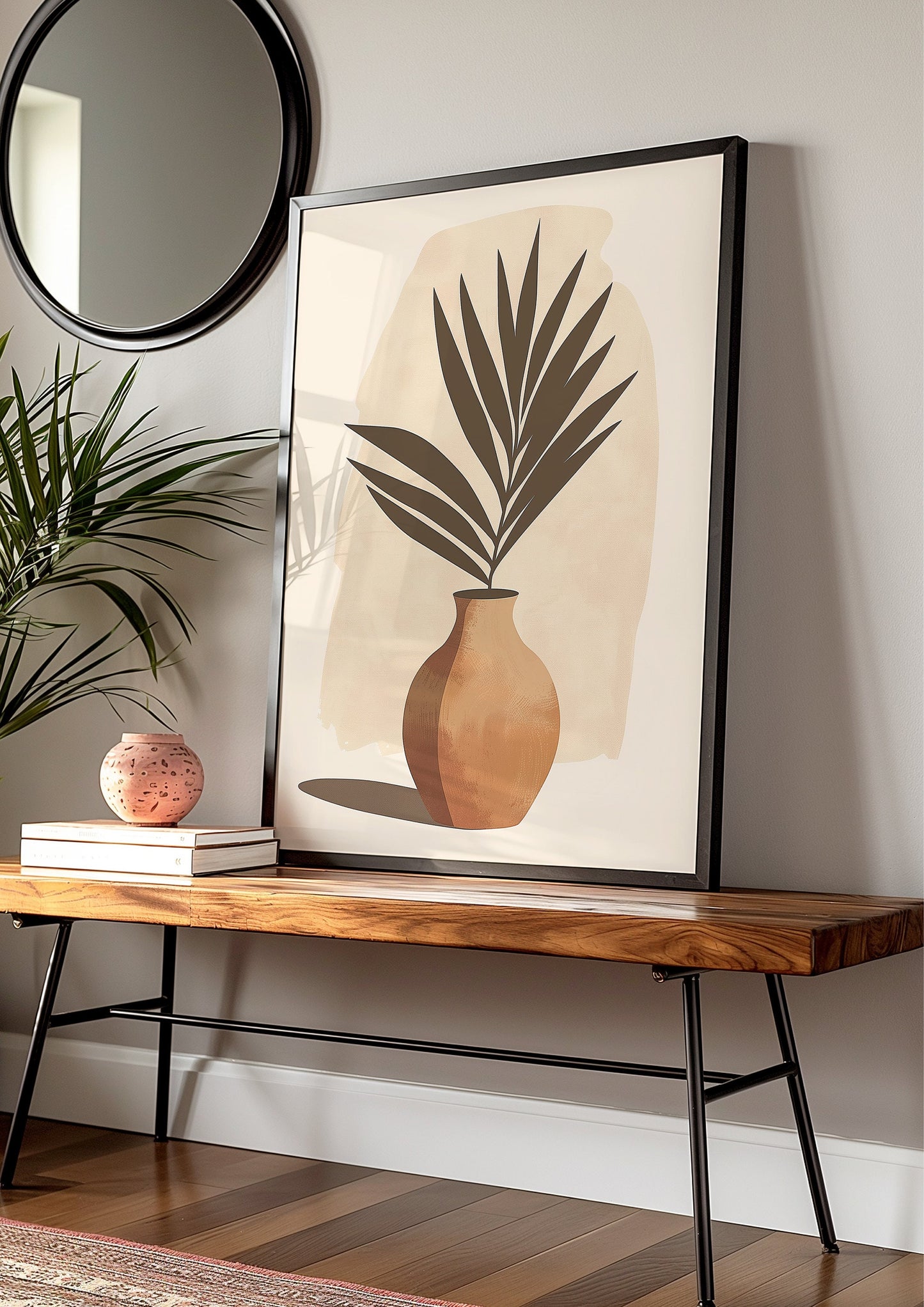 Abstract Boho Vase Trio, Earthy Tones Wall Art, Minimalist Botanical Prints Set, Modern Plant Decor, Set of Three Posters, Simple Wall Art