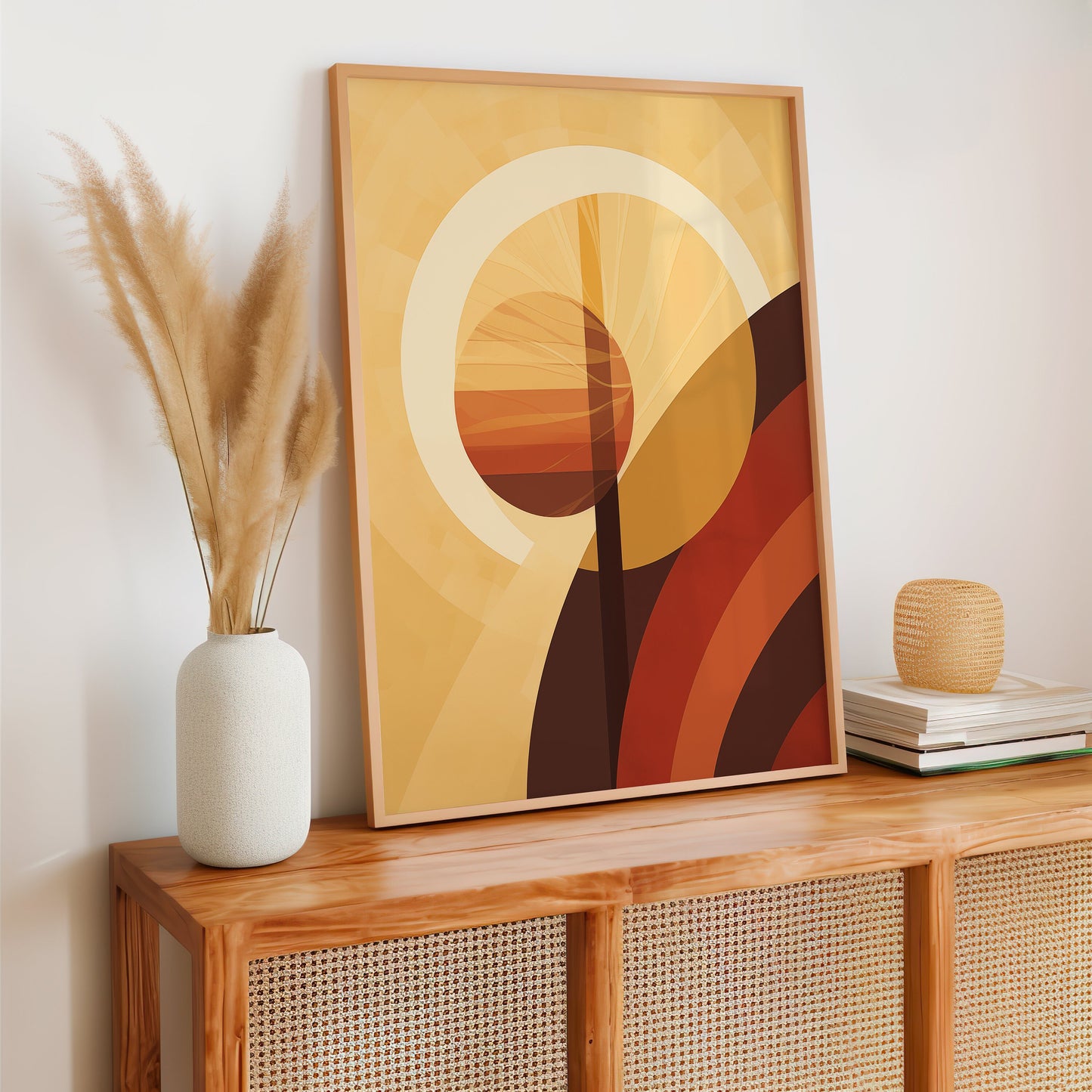 Abstract Sun Poster, Geometric Wall Art, Minimalist Sunset Print, Warm Earth Tones Decor, Modern Art Poster, Contemporary Home Decor