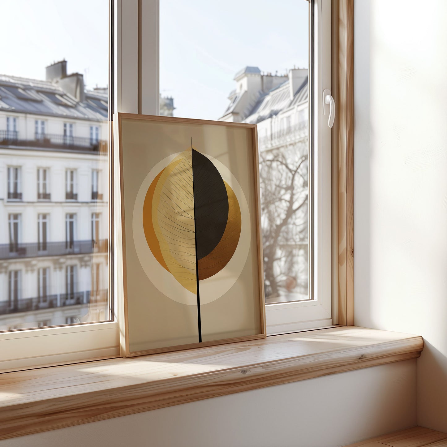 Abstract Leaf Poster, Modern Wall Art Print, Minimalist Botanical Poster, Geometric Design in Earth Tones, Contemporary Home Decor Poster