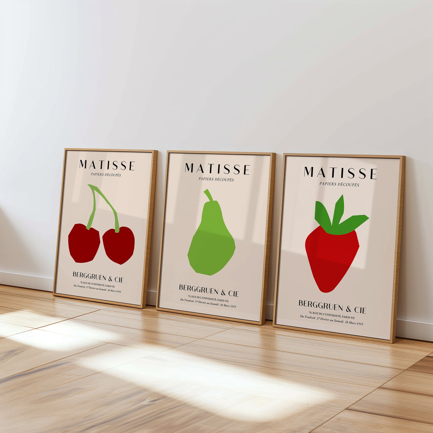 Henri Matisse Poster Set, Fruit Collection, Papiers Découpés Art, Minimalist Wall Art, Set of Three, Abstract Fruit Prints, 3 Set of Poster