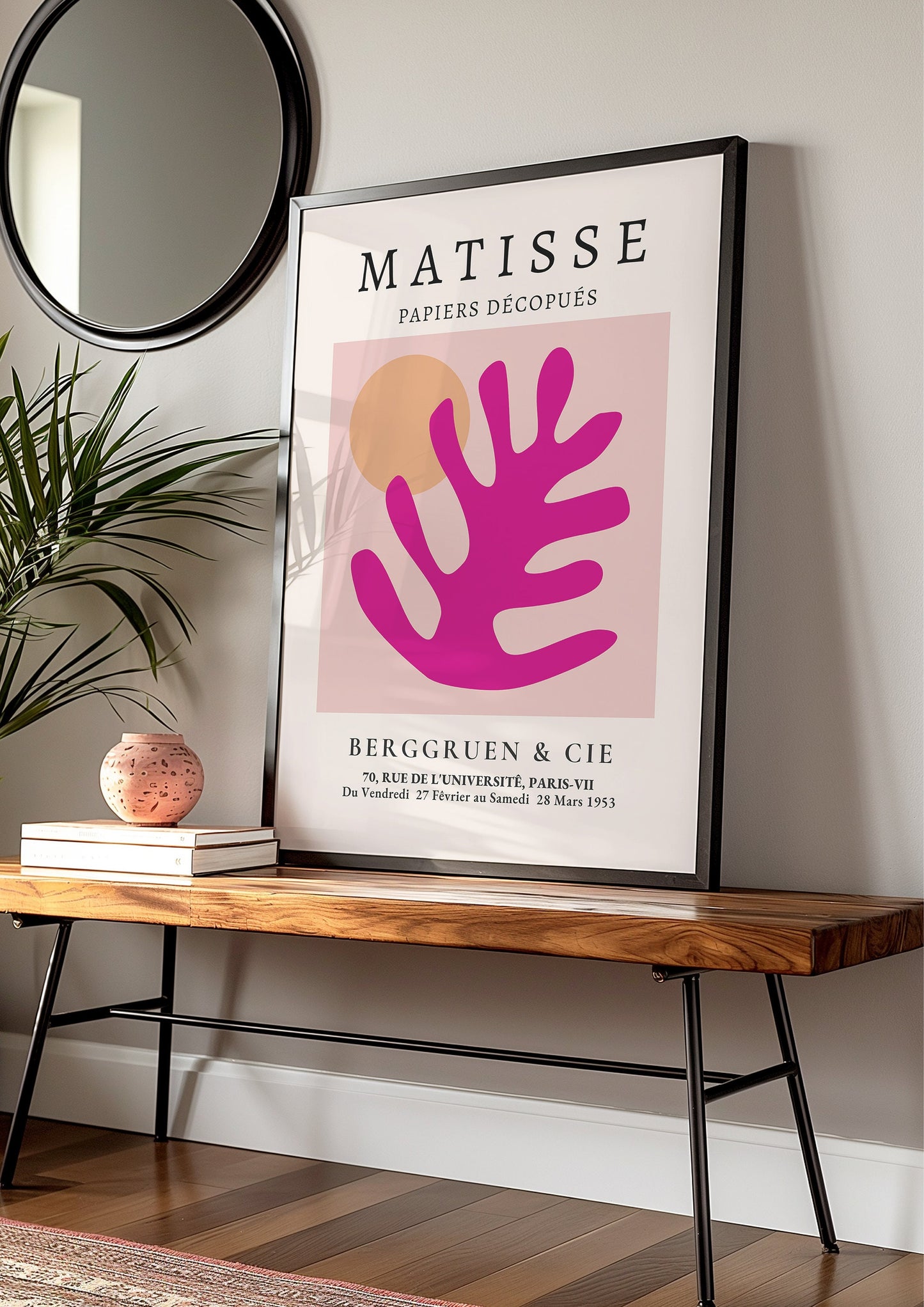 Henri Matisse Poster, Pink Abstract Cut-Out Art, Papiers Découpés, Modern Wall Art, Bold Minimalist Print, Berggruen & Cie 1953, Poster