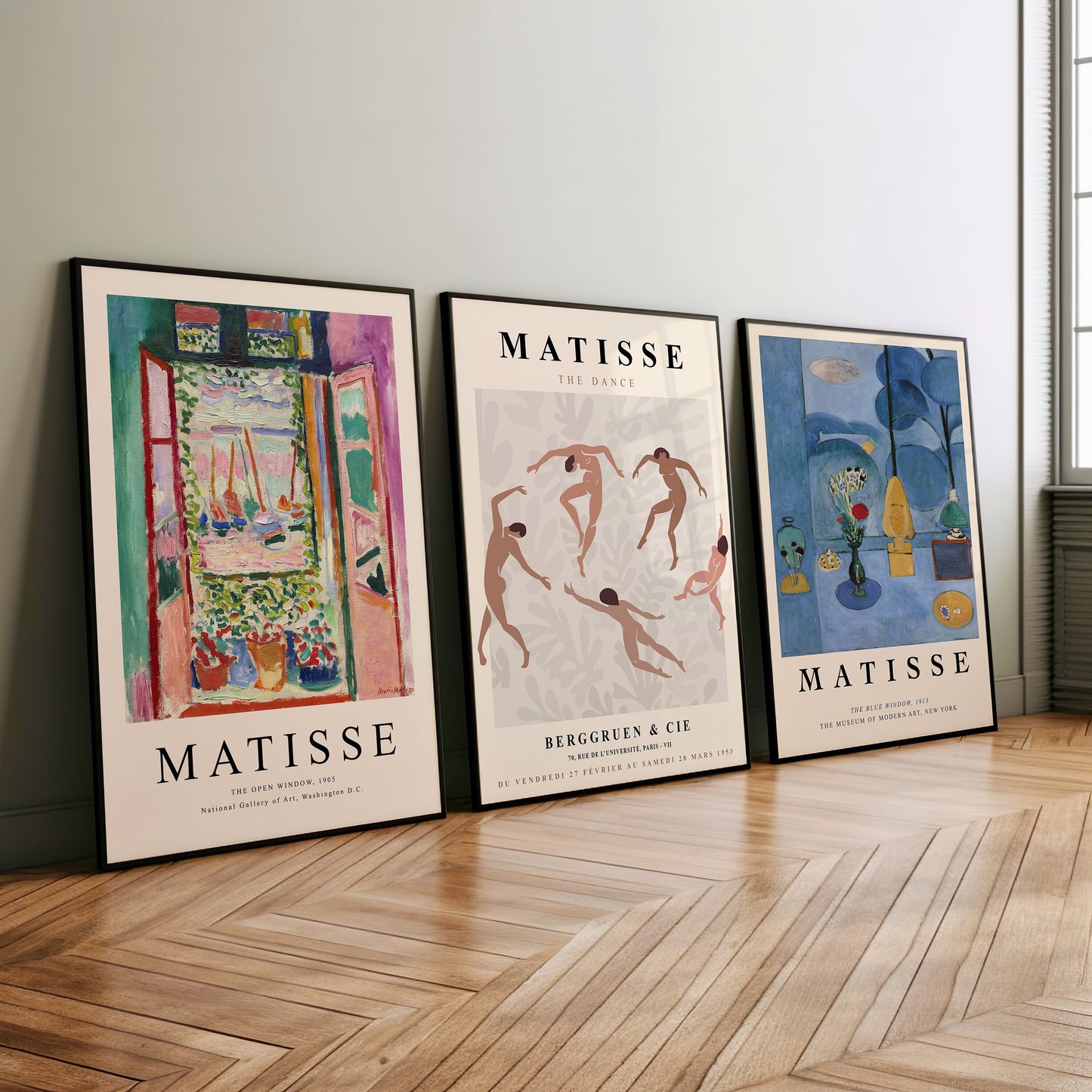 Henri Matisse Poster Set, The Dance, The Open Window, The Blue Window, Modern Art Prints, Set of Three, Iconic Artwork Collection