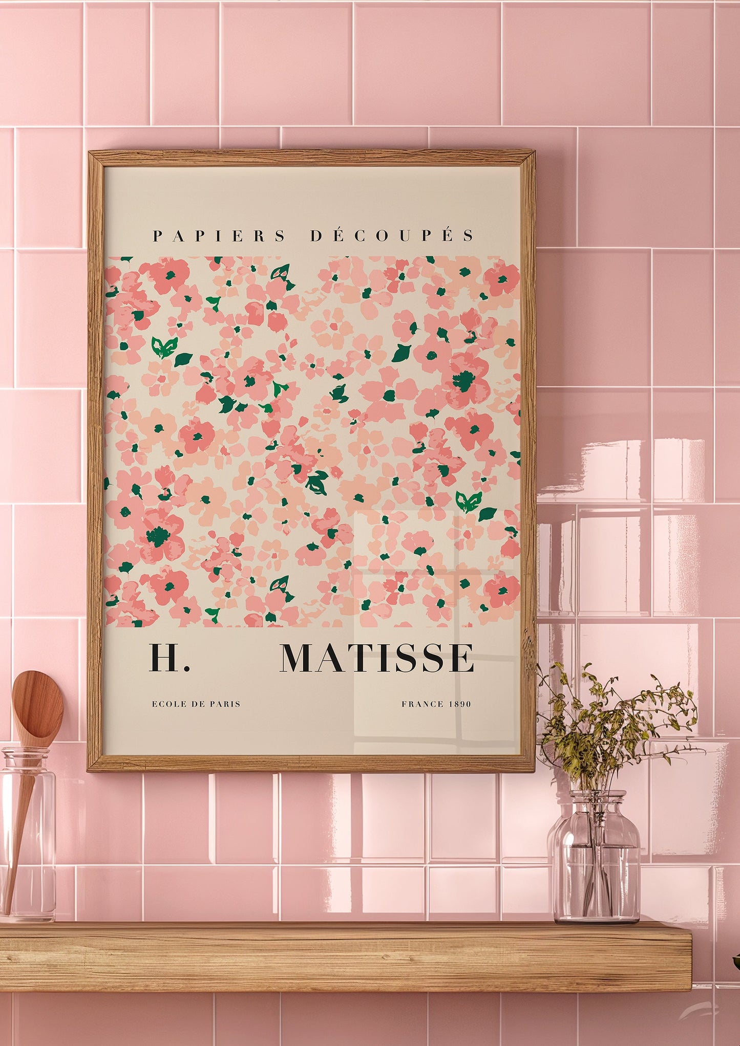 Henri Matisse Flowers Print, Floral Wall Art, Pink Flower Poster, Papiers Découpés Art, Modern Floral Art Print, French Art, Ecole de Paris