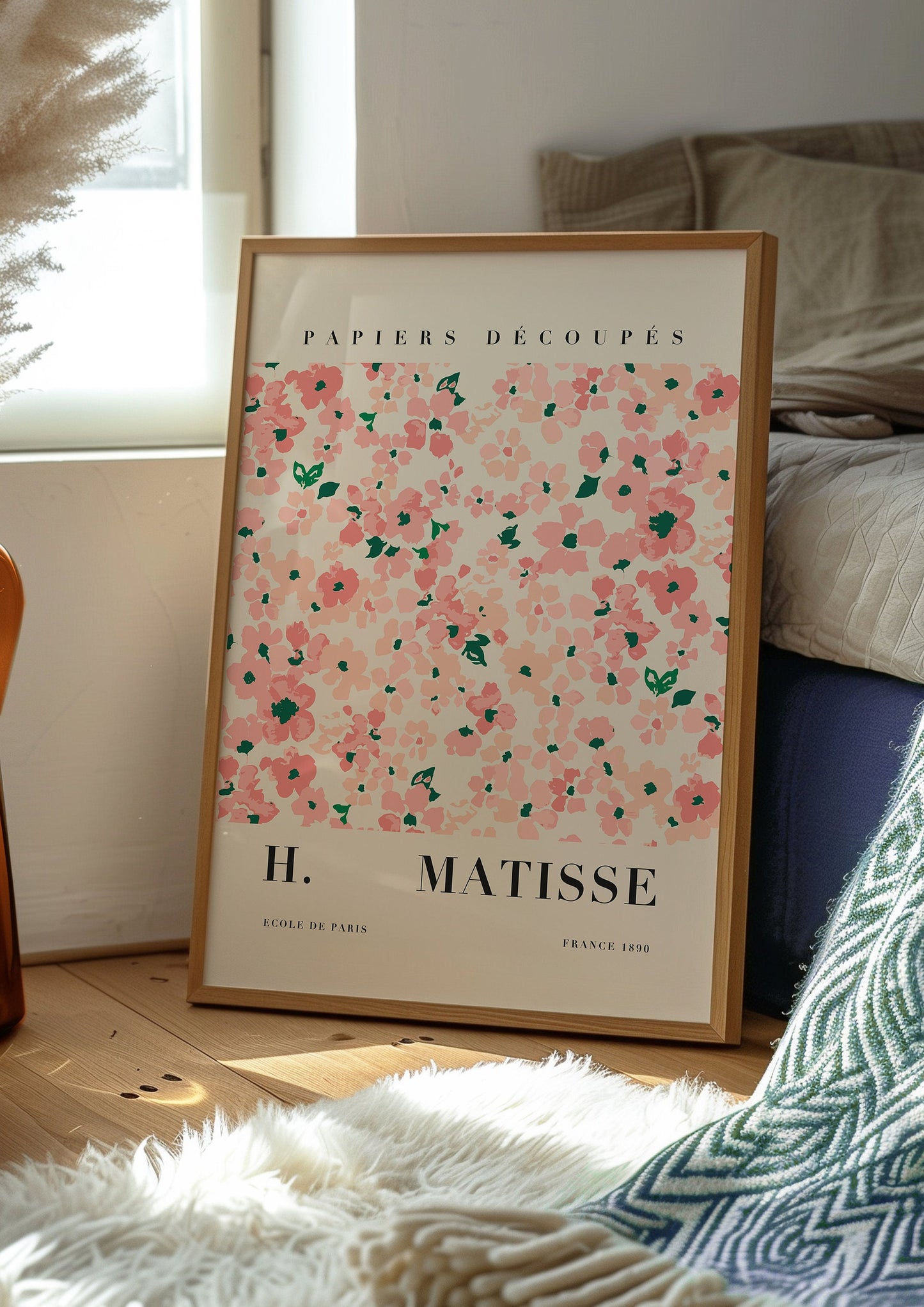 Henri Matisse Flowers Print, Floral Wall Art, Pink Flower Poster, Papiers Découpés Art, Modern Floral Art Print, French Art, Ecole de Paris