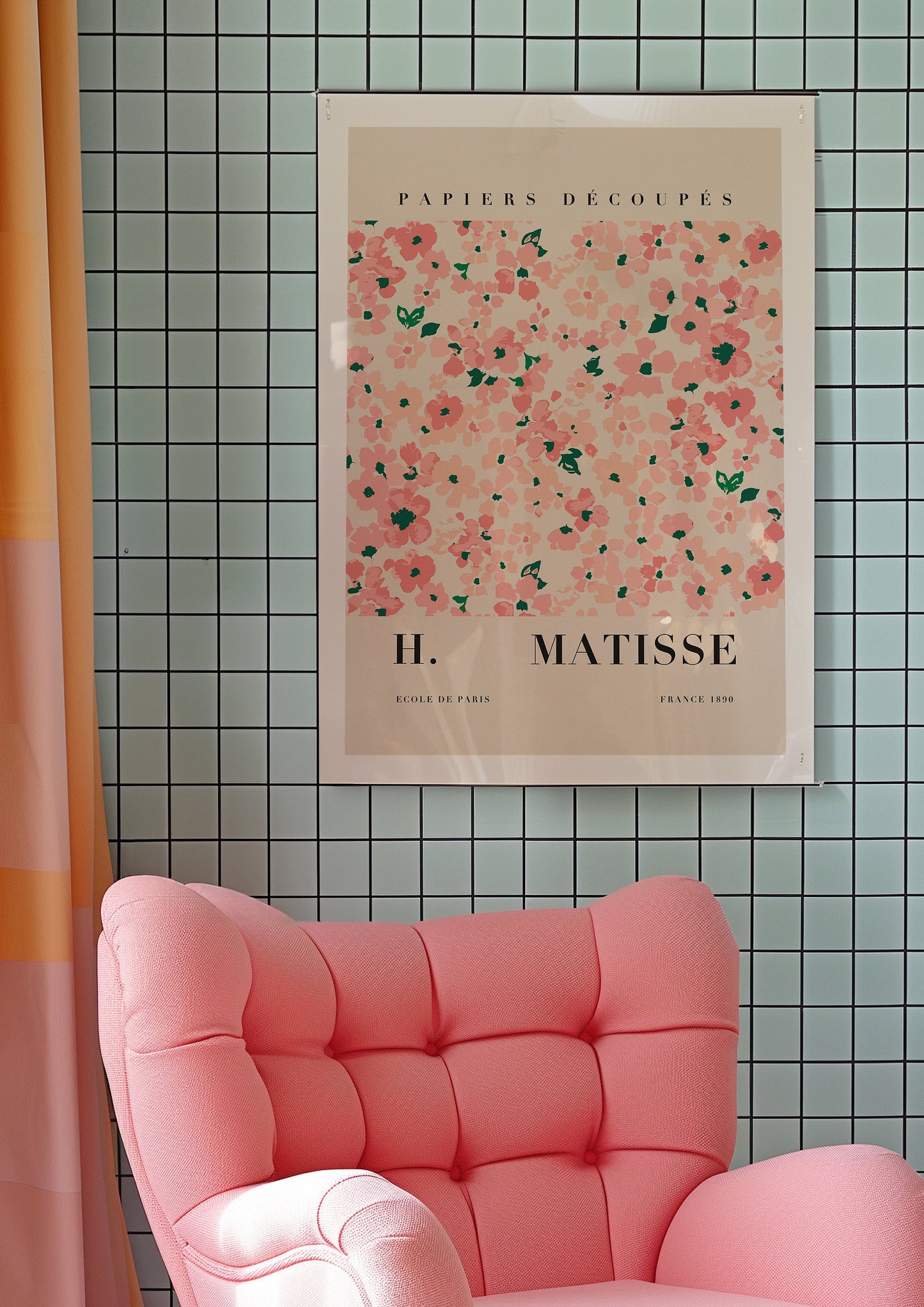 Henri Matisse Flowers Print, Floral Wall Art, Pink Flower Poster, Papiers Découpés Art, Modern Floral Art Print, French Art, Ecole de Paris