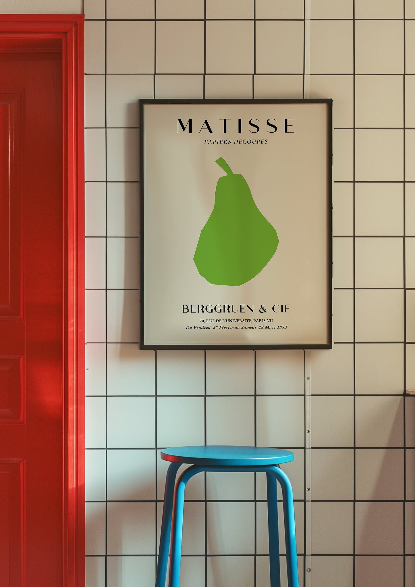 Green Pear Art Print, Minimalist Matisse Poster, Fruit Wall Art, Scandinavian Kitchen Decor, Abstract Pear Design, Modern Fine Art Print