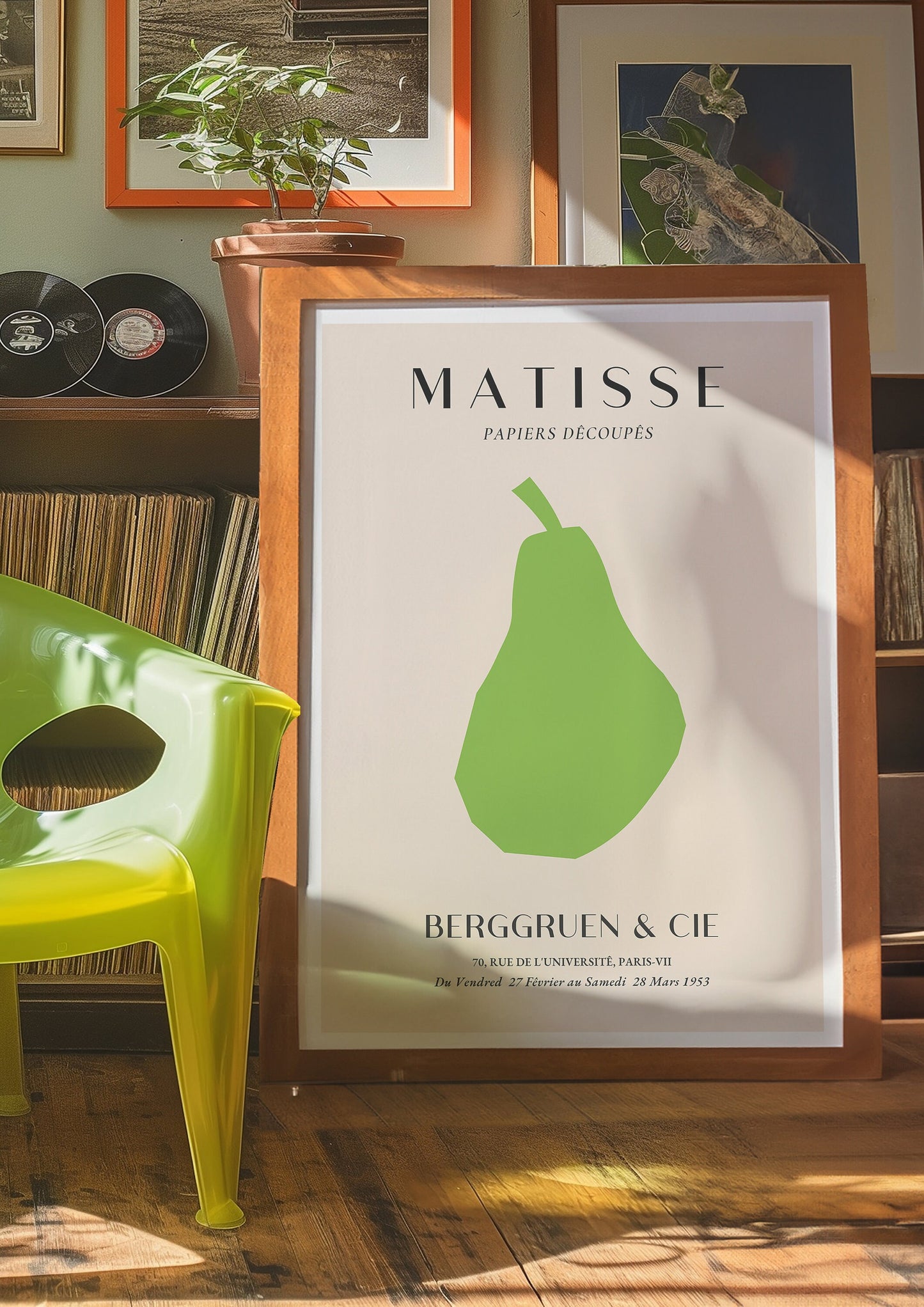 Green Pear Art Print, Minimalist Matisse Poster, Fruit Wall Art, Scandinavian Kitchen Decor, Abstract Pear Design, Modern Fine Art Print