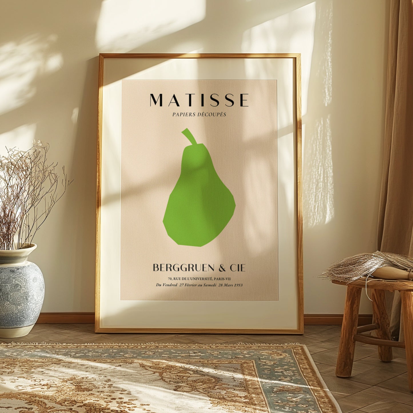 Green Pear Art Print, Minimalist Matisse Poster, Fruit Wall Art, Scandinavian Kitchen Decor, Abstract Pear Design, Modern Fine Art Print