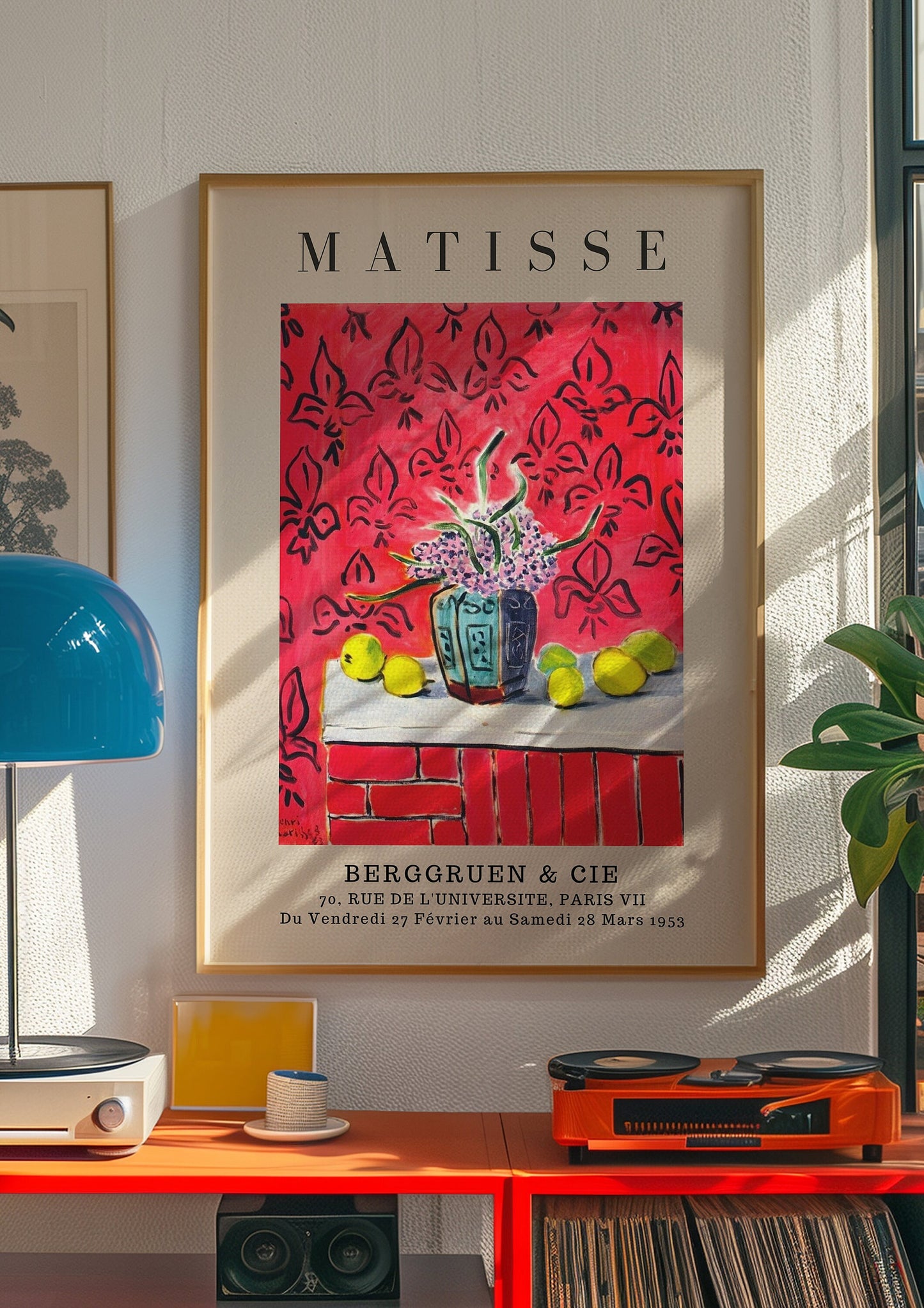 Matisse Still Life Poster, Vase with Flowers and Lemons, Red and Yellow Wall Art, Bold Floral Print, Modern Art Poster, Contemporary Art