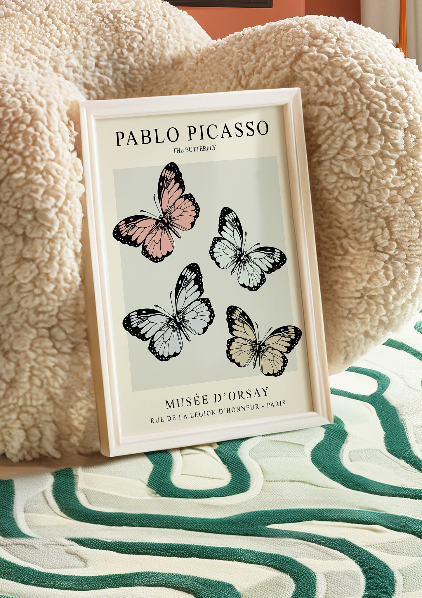 Picasso Butterfly Print, Minimalist Butterfly Poster, Soft Pastel Wall Art, Musee D'Orsay Reproduction, Nature-Inspired Art Print, Picasso