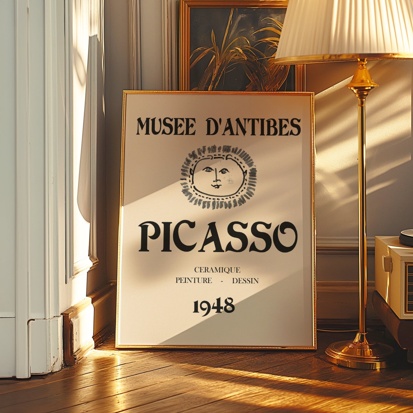 Picasso Museum D’Antibes 1948 Poster, Vintage Picasso Wall Art, Ceramic Artwork Print, Classic Picasso Sun Face, French Exhibition Poster