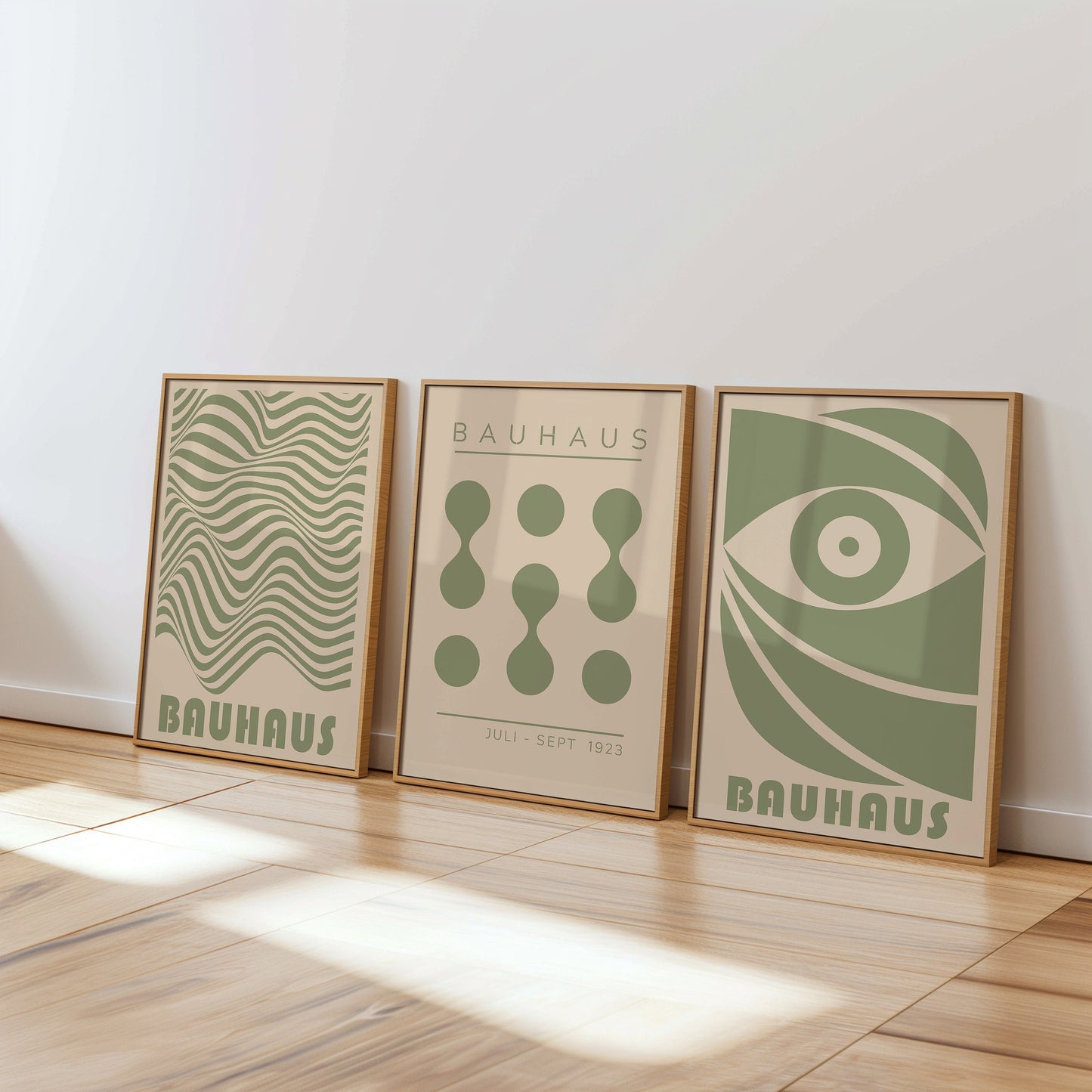 Bauhaus Poster Set, Green Abstract Nursery Prints, Minimalist Wall Art for Kids, Modern Bauhaus Design, Set of 3 Posters, Bauhaus 1923 Art