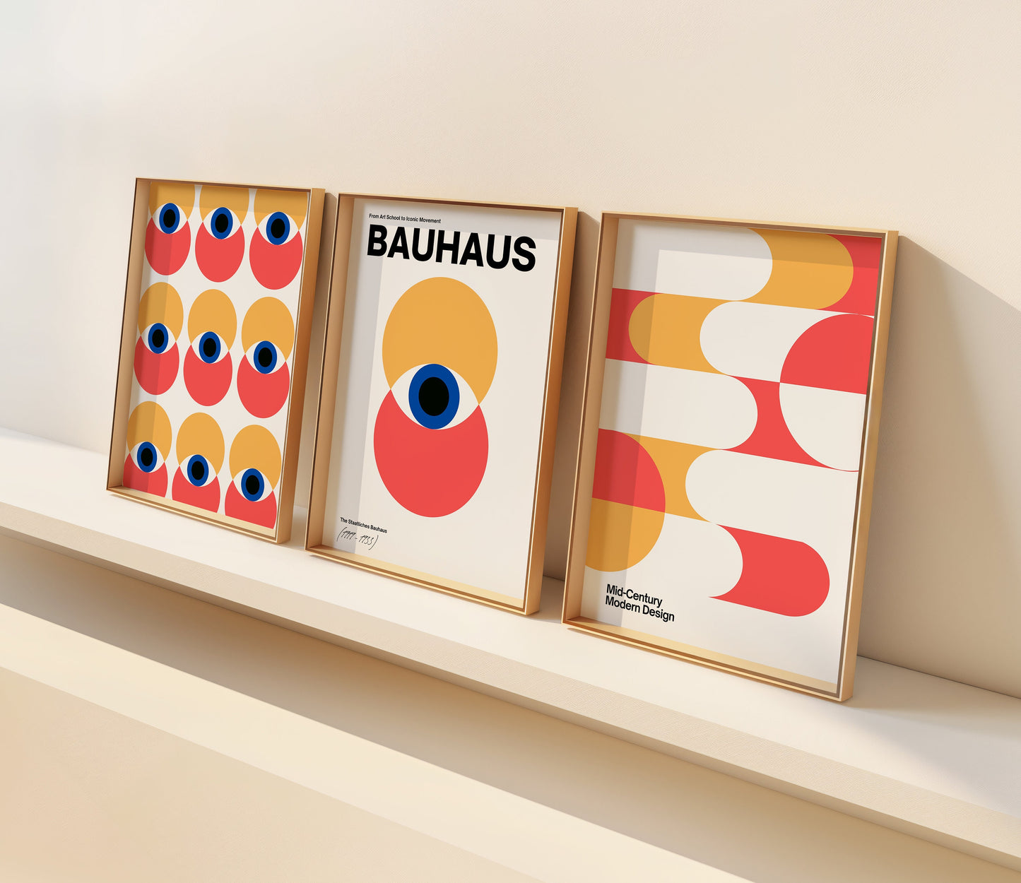 Bauhaus Art Print Set, Mid-Century Modern Design Posters, Geometric Wall Art, Bauhaus Movement Tribute, Contemporary Home Decor, Posters