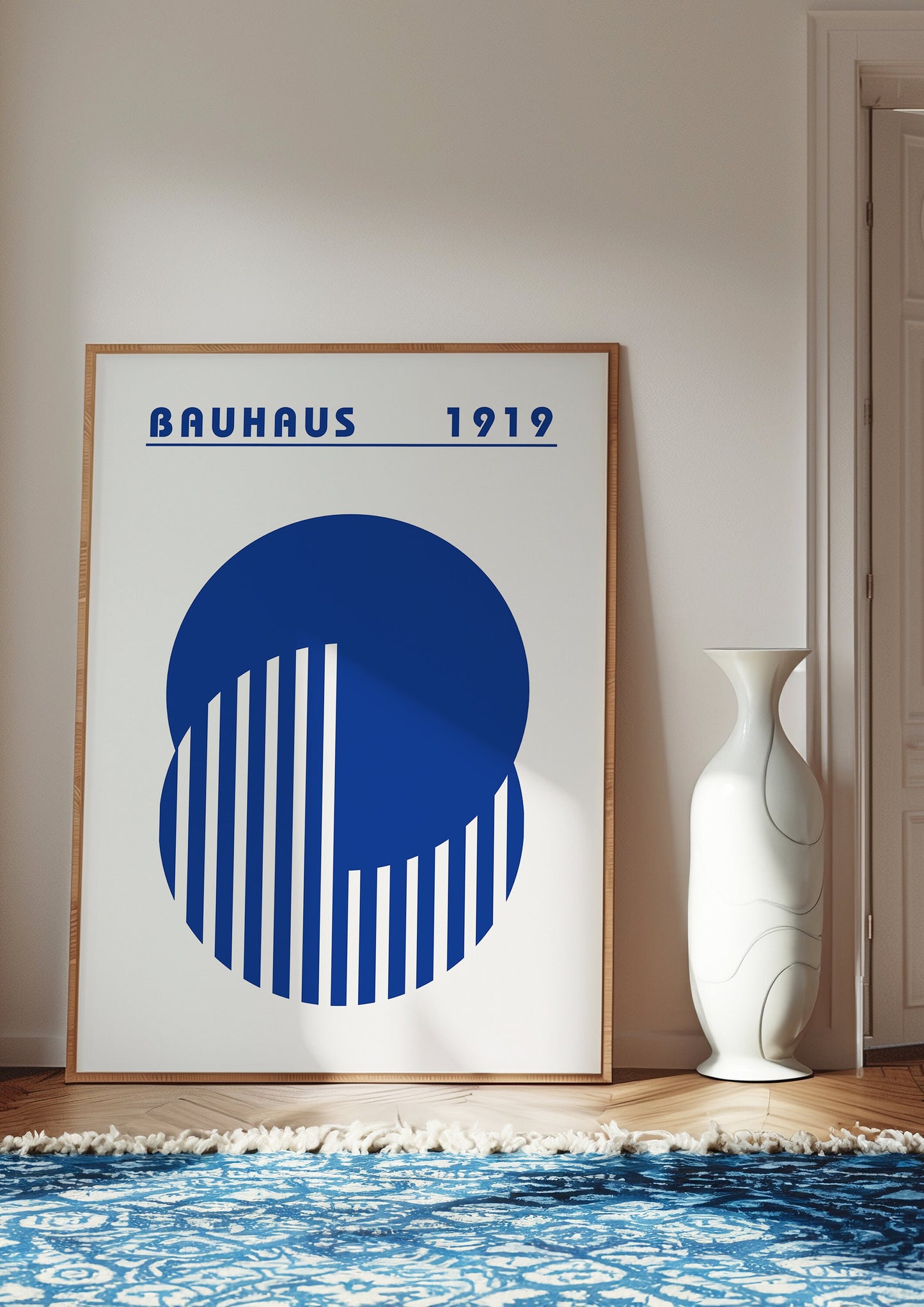 Blue Bauhaus Poster Set, Modern Geometric Art Prints, Mid-Century Modern Wall Decor, Bauhaus 1919-1923 Exhibition Posters, 3 Set of Poster